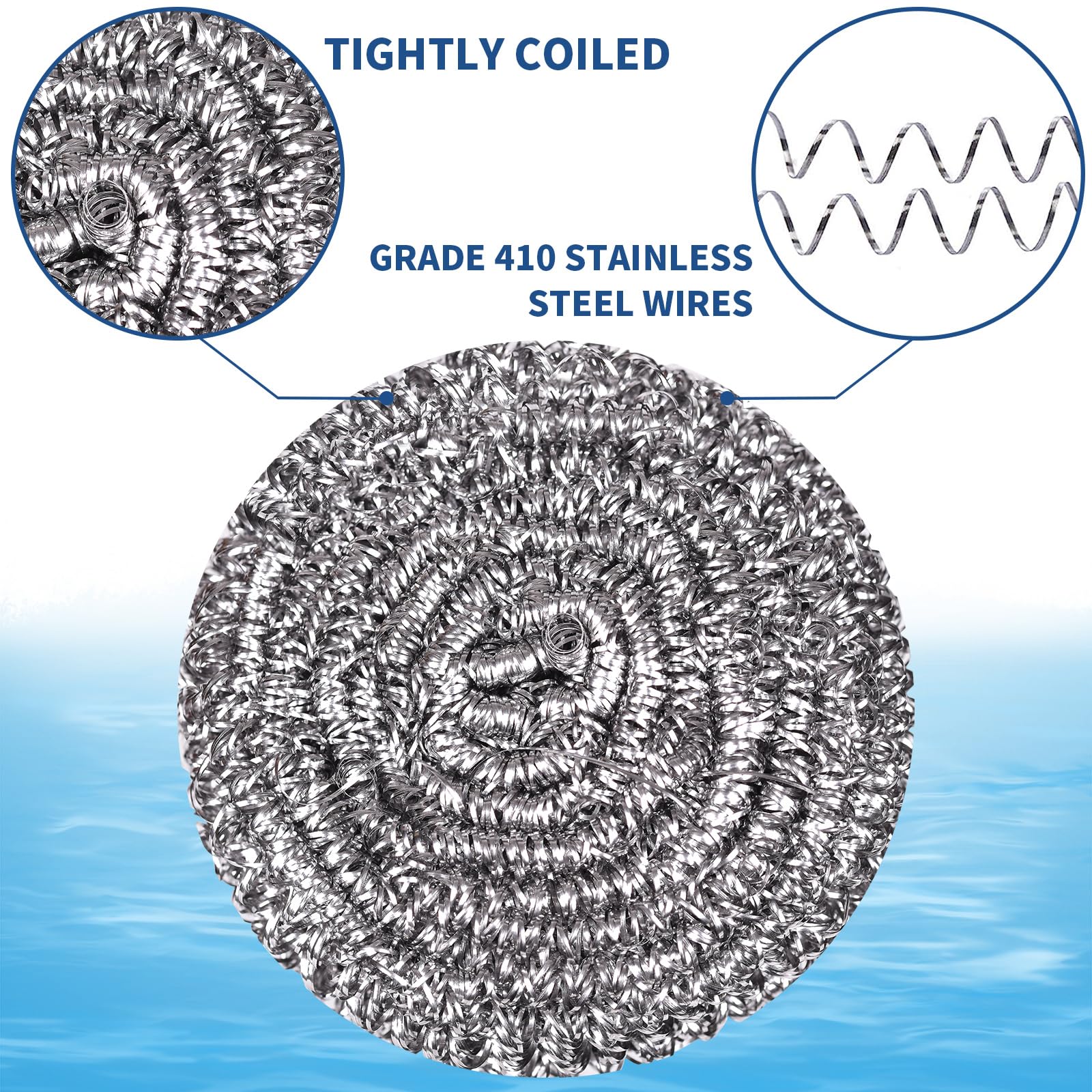 Stainless Steel Scrubber Scrubbing Scouring Pad Sponges Clean Pot Pan and Steel Wool for Kitchen Bathroom (10 Count)