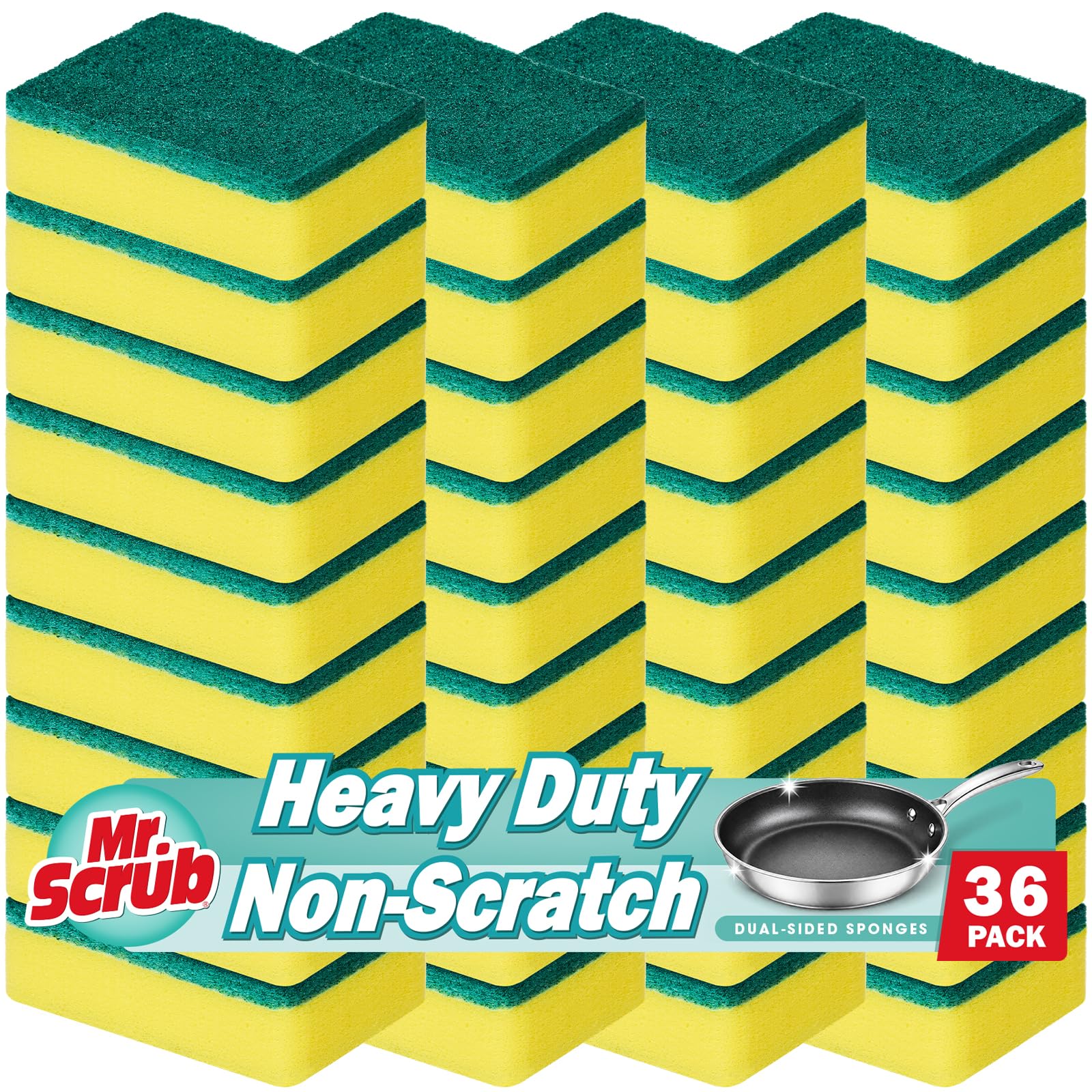 Sponges Kitchen Scrub Dish Sponge Scouring Pad (36 Count)