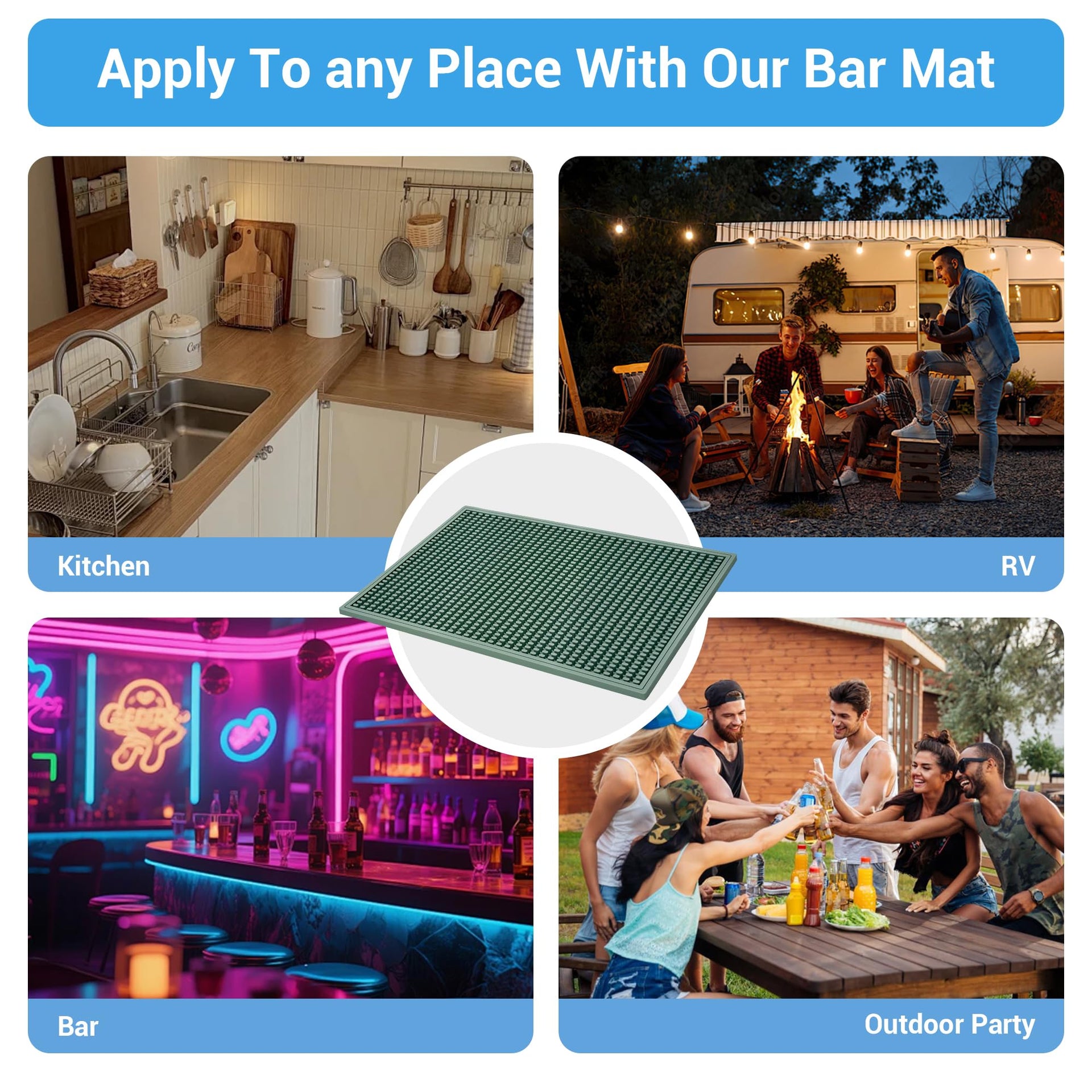 Bar Mat Premium 18"X12" Rubber Bar Mats for Countertop