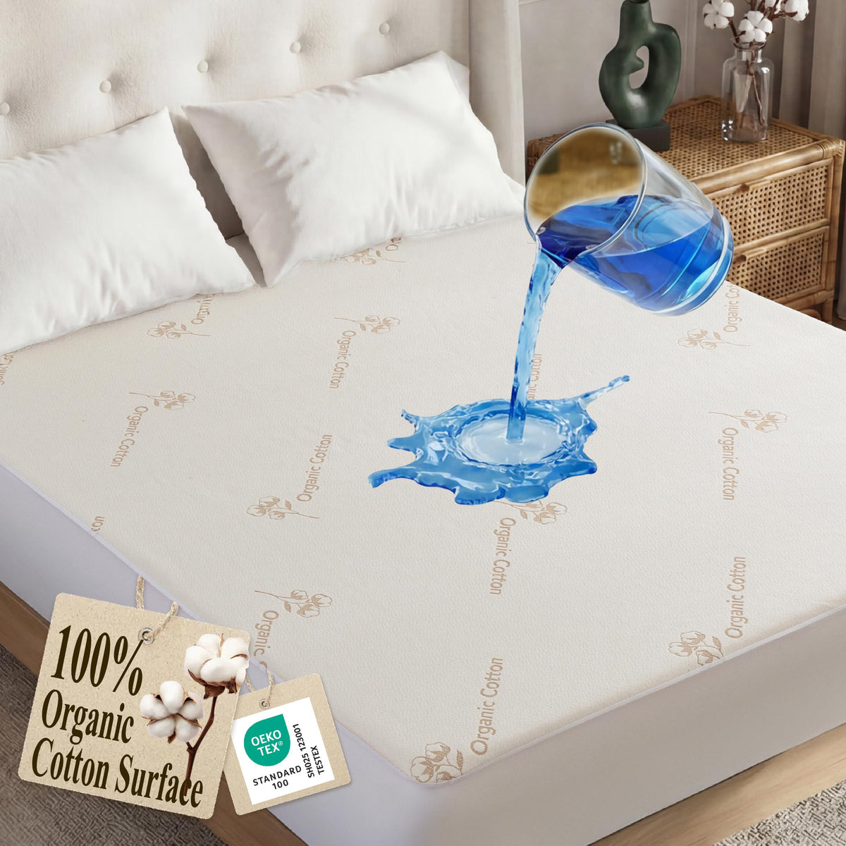 Organic Cotton Surface Waterproof Mattress Protector King Size