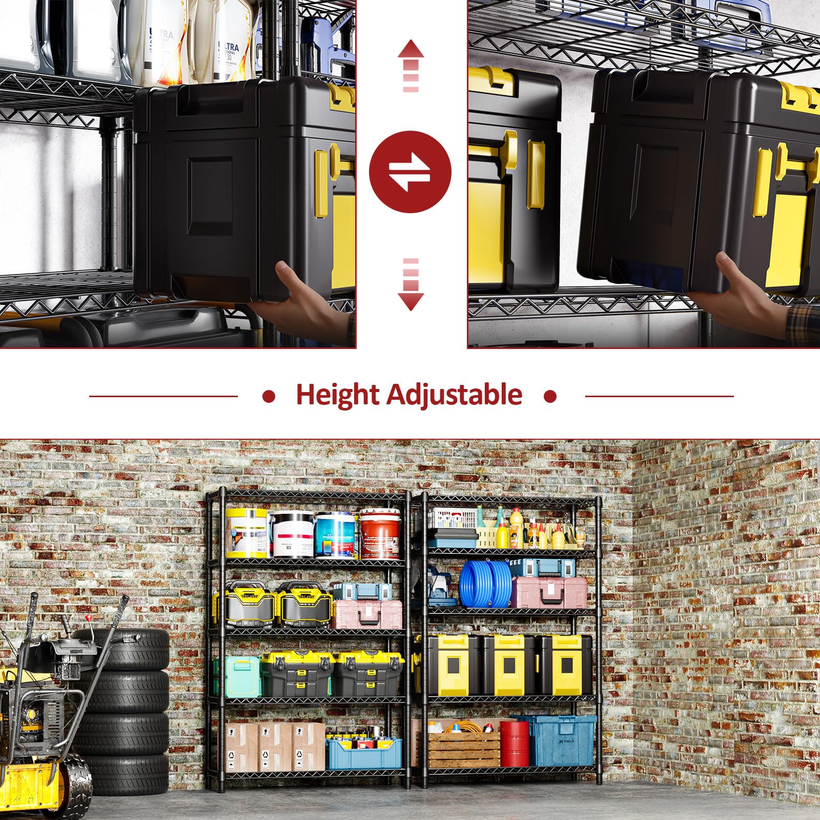 1750 LBS Garage Shelving Wide Storage Shelves Metal Shelves Heavy Duty Adjustable Utility Shelf Rack