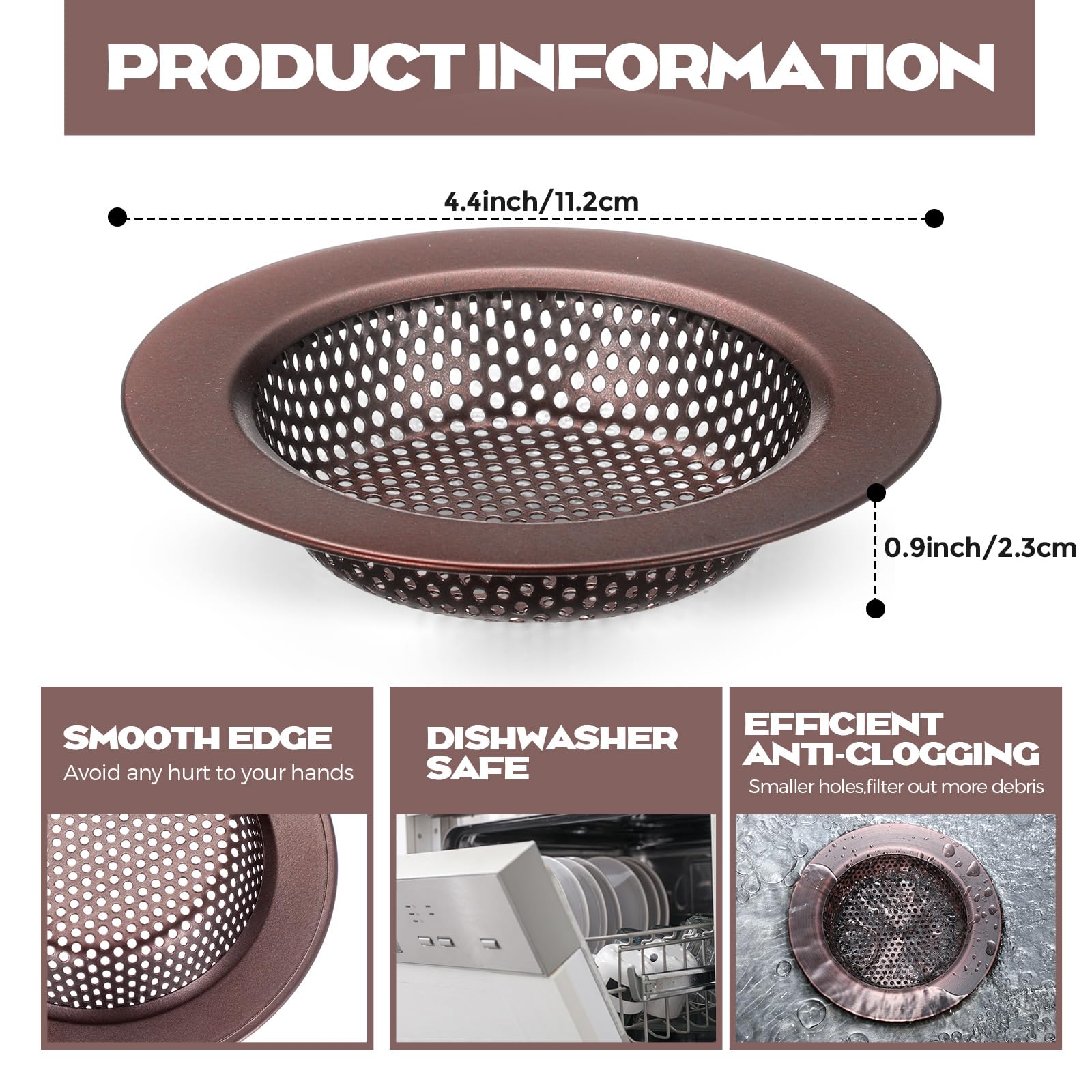 2 Pcs Kitchen Sink Drain Strainer 4.4 Inch (2 Count)