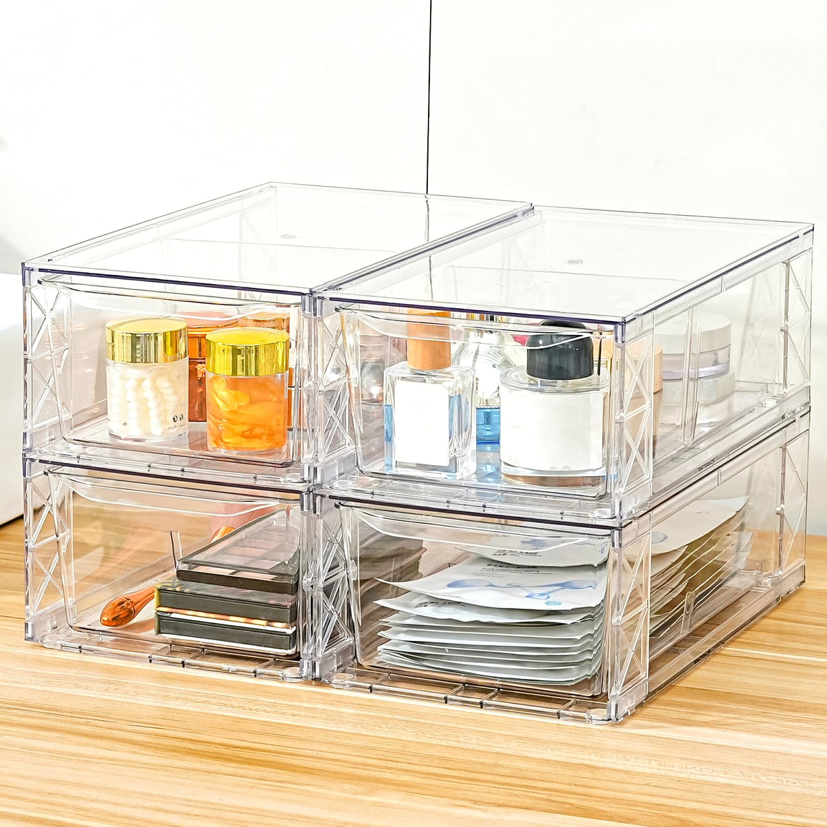 4 Pack Acrylic Storage Drawers (4 Count)