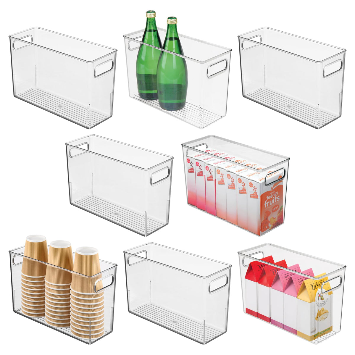 Tall Plastic Storage Bin with Handles for Fridge or Freezer (8 Count)