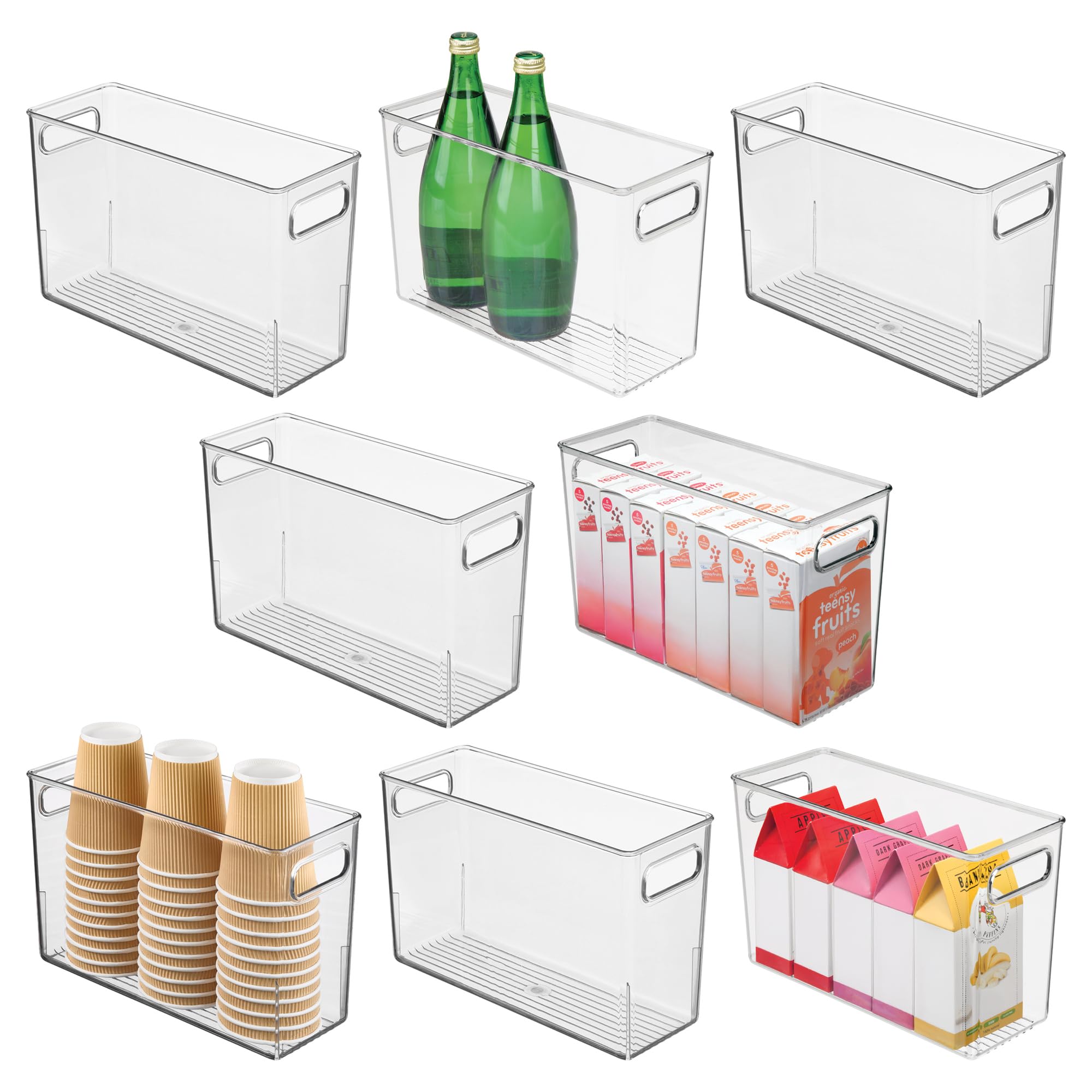 Tall Plastic Storage Bin with Handles for Fridge or Freezer (8 Count)