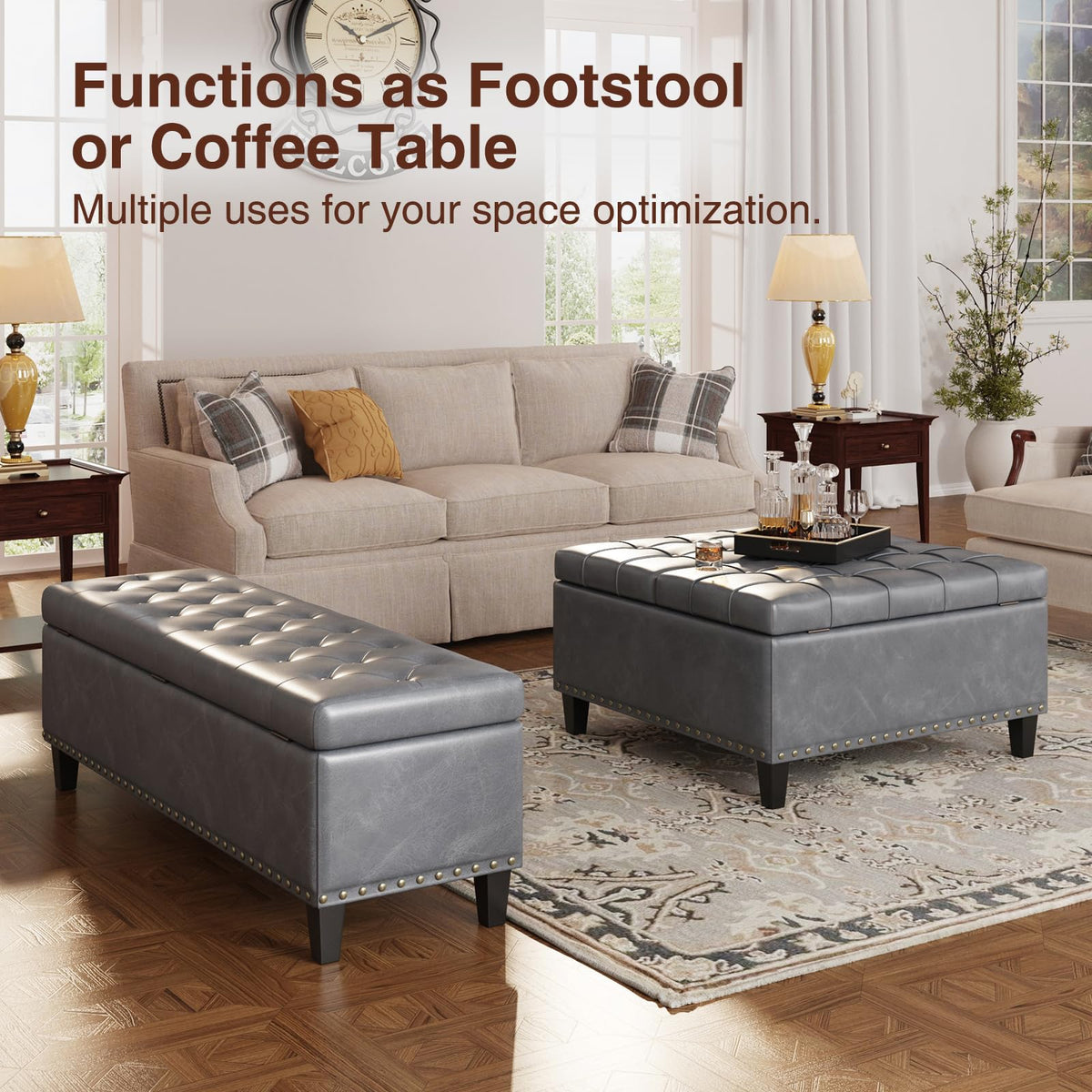 51 Inch Storage Ottoman Bench