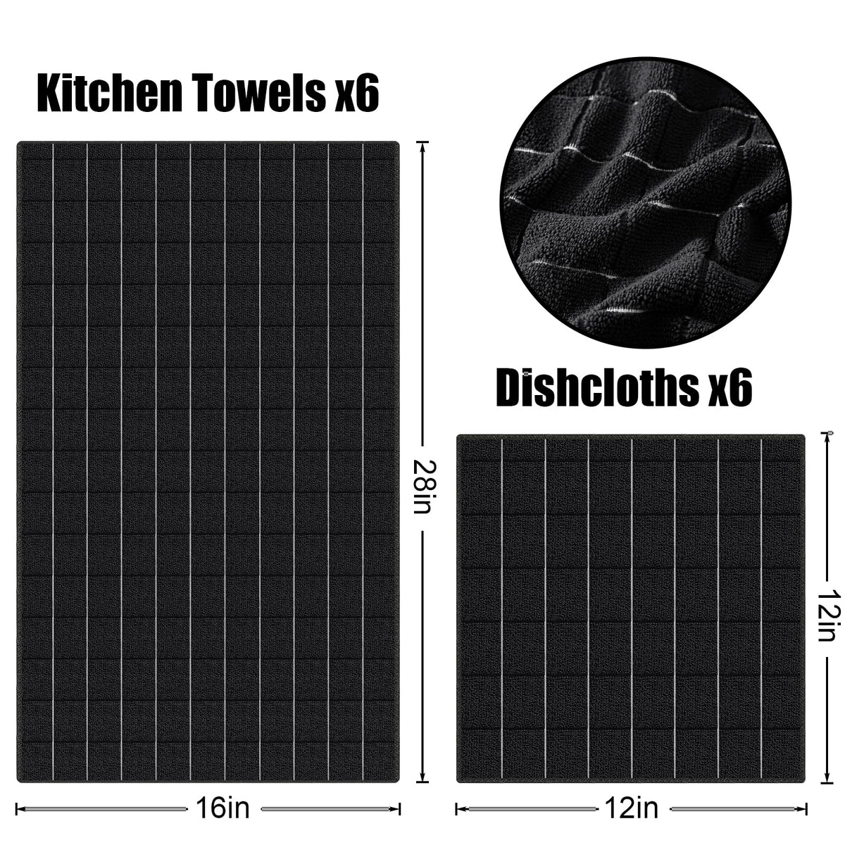 Microfiber Kitchen Towels and Dishcloths Sets (20 Count)