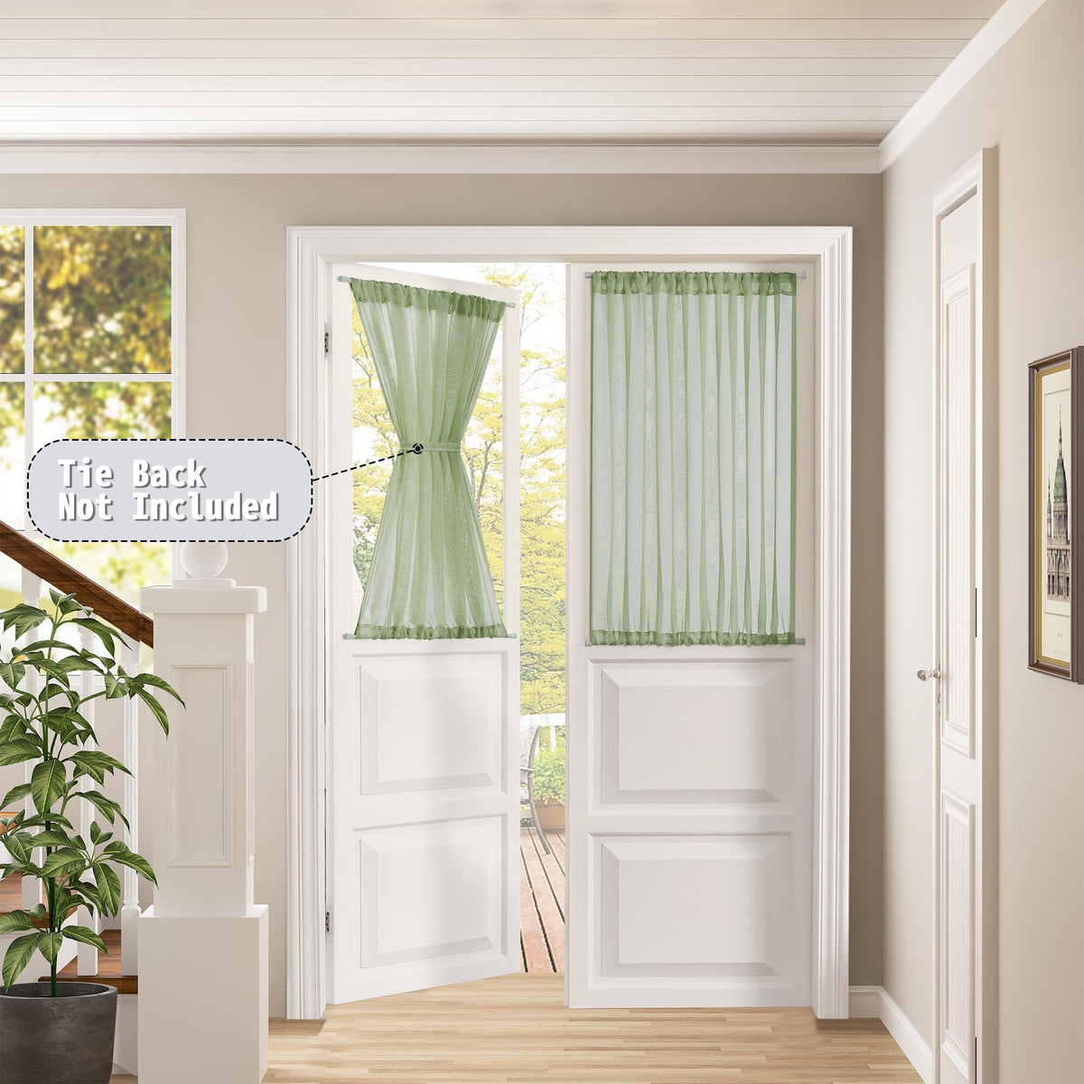 Sheer Door Curtains Closet Linen Textured Curtain Sheers Doorway Light Filtering Voile French Doors Rod Pocket Curtains Patio Glass Door