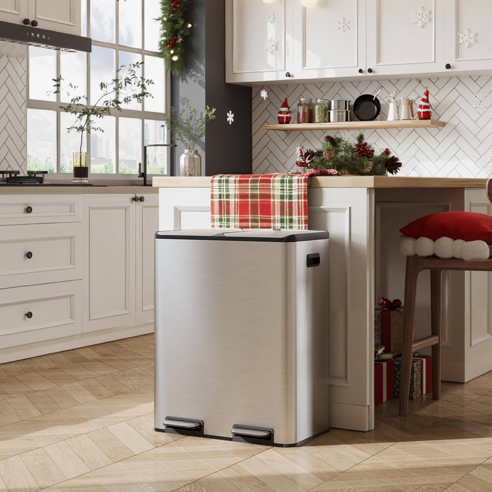 2 x 8 Gallon Stainless Steel Dual Trash Can (2 Count)