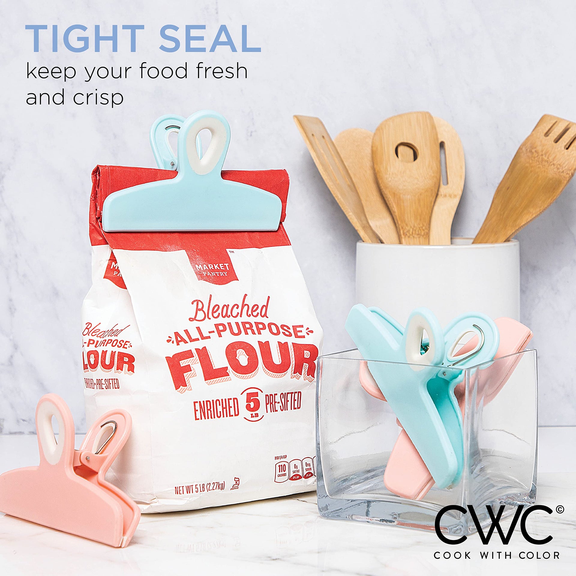 Bag Clips Heavy Duty Chip Clip and Refrigerator Magnet for Food Storage with Air Tight Seal Grip (4 Count)
