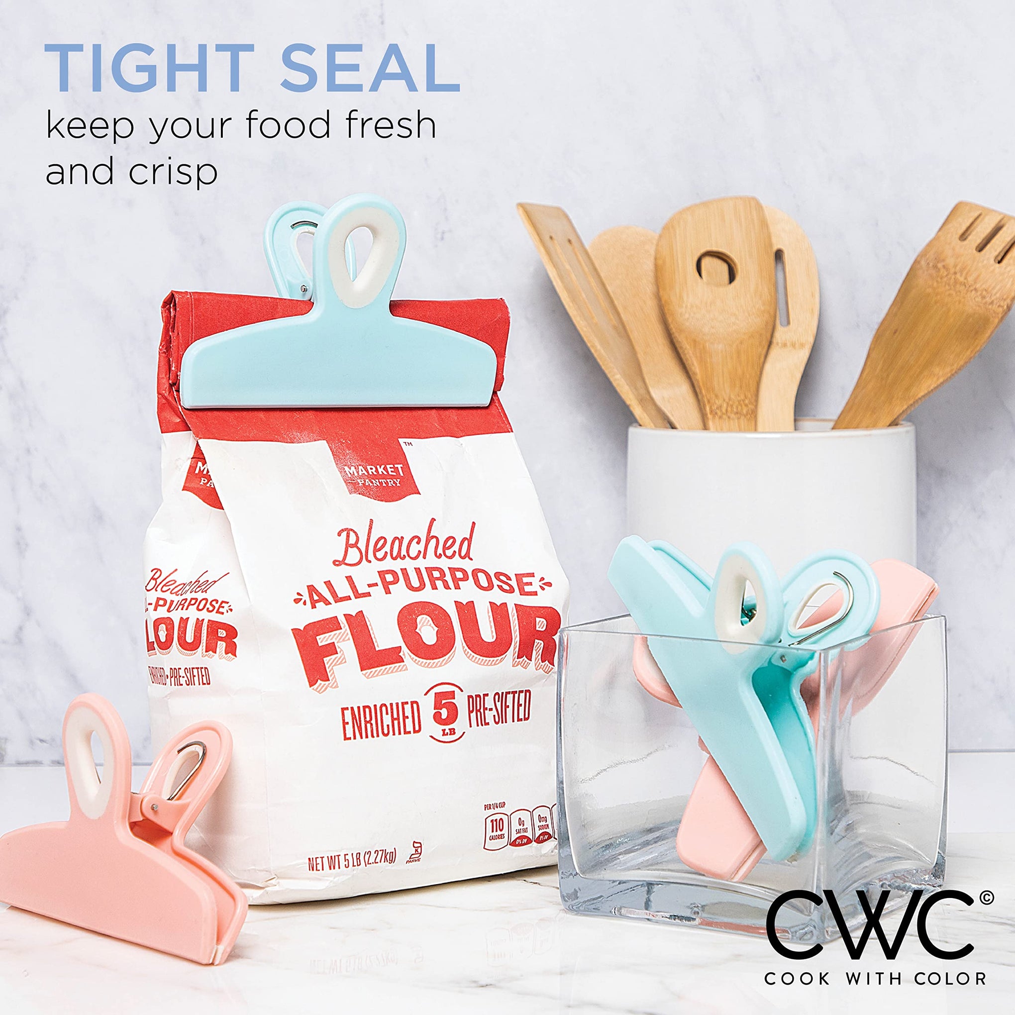 Bag Clips Heavy Duty Chip Clip and Refrigerator Magnet for Food Storage with Air Tight Seal Grip (4 Count)
