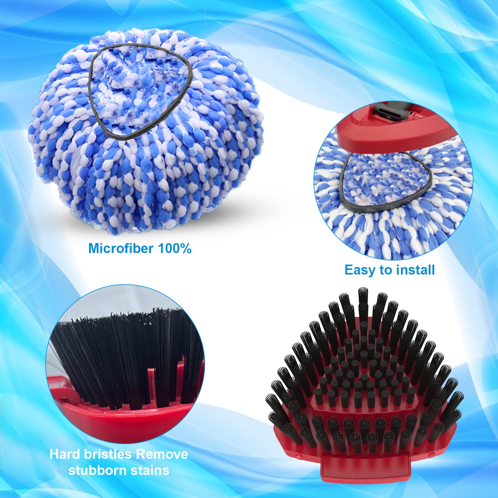 2 Pack Spin Mop Heads Replacement Compatible with O Cedar RinseClean 2 Tank