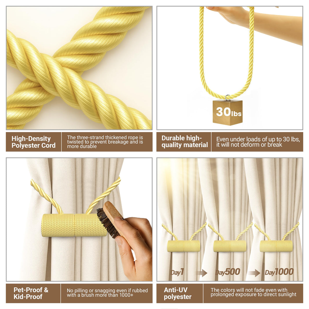 Magnetic Curtain Tiebacks Golden 2pcs (2 Count)