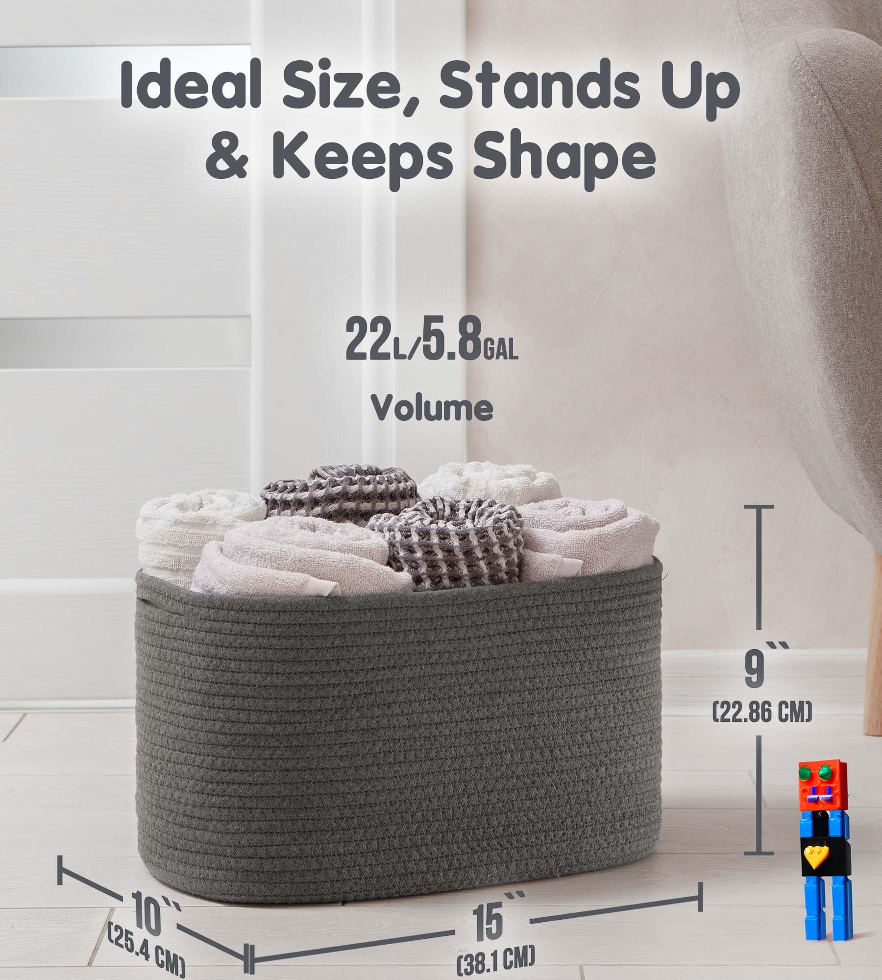 Cotton Rope Baskets for Organizing (3 Count)