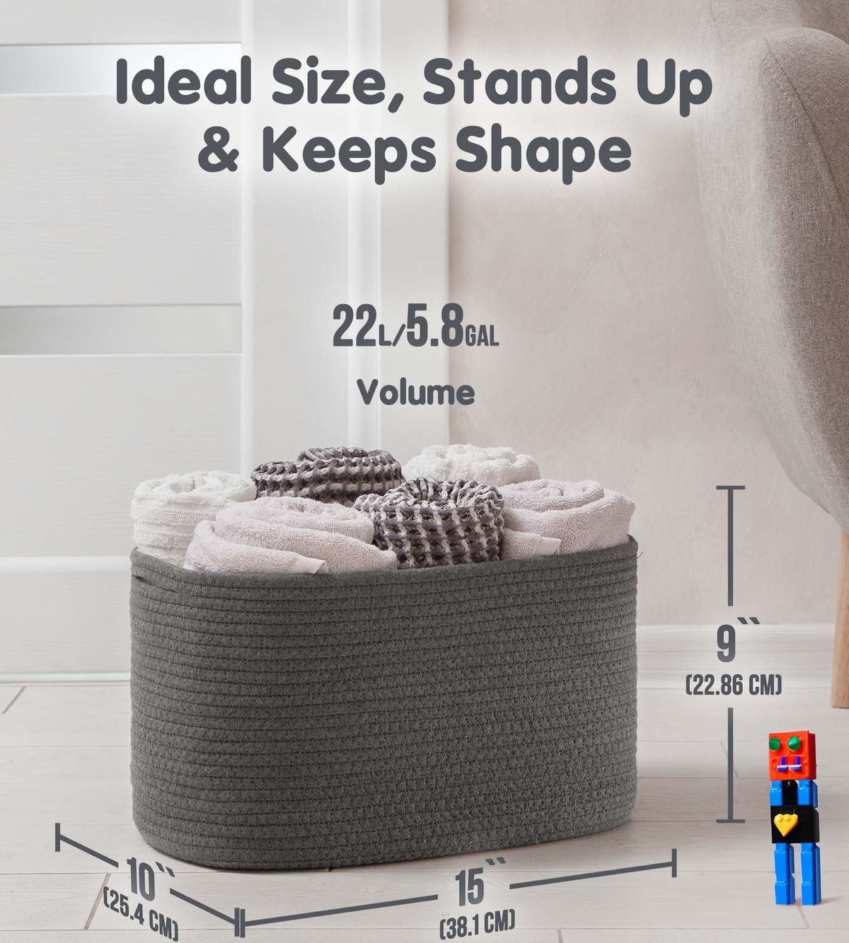 Cotton Rope Baskets for Organizing (3 Count)