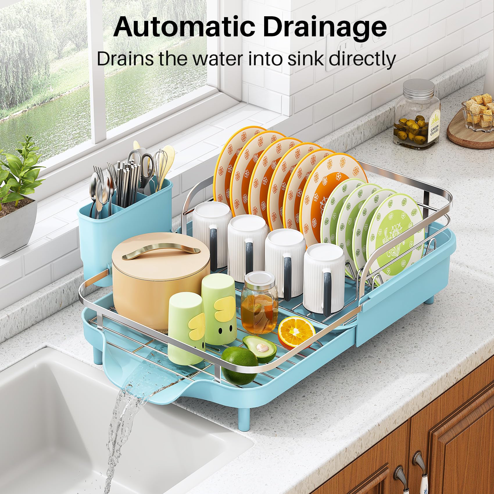Expandable Dish Drying Rack for Small Kitchen Counter