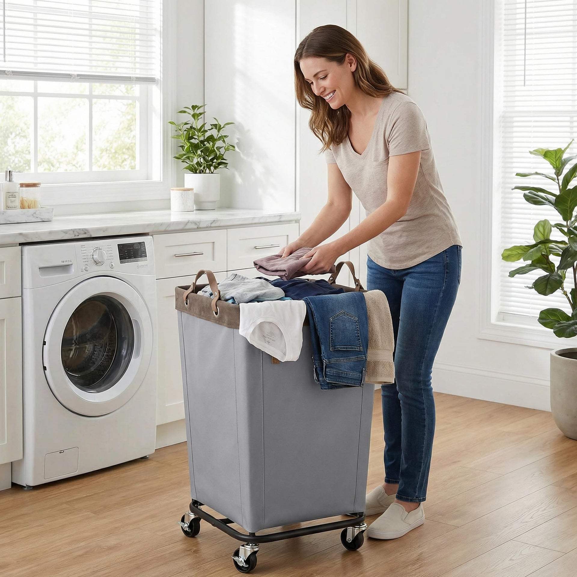 160L Laundry Basket with Wheels