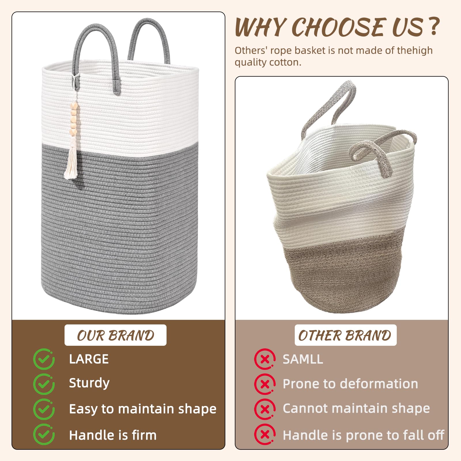 Woven Laundry Basket for Clothes (56.32 Ounce)