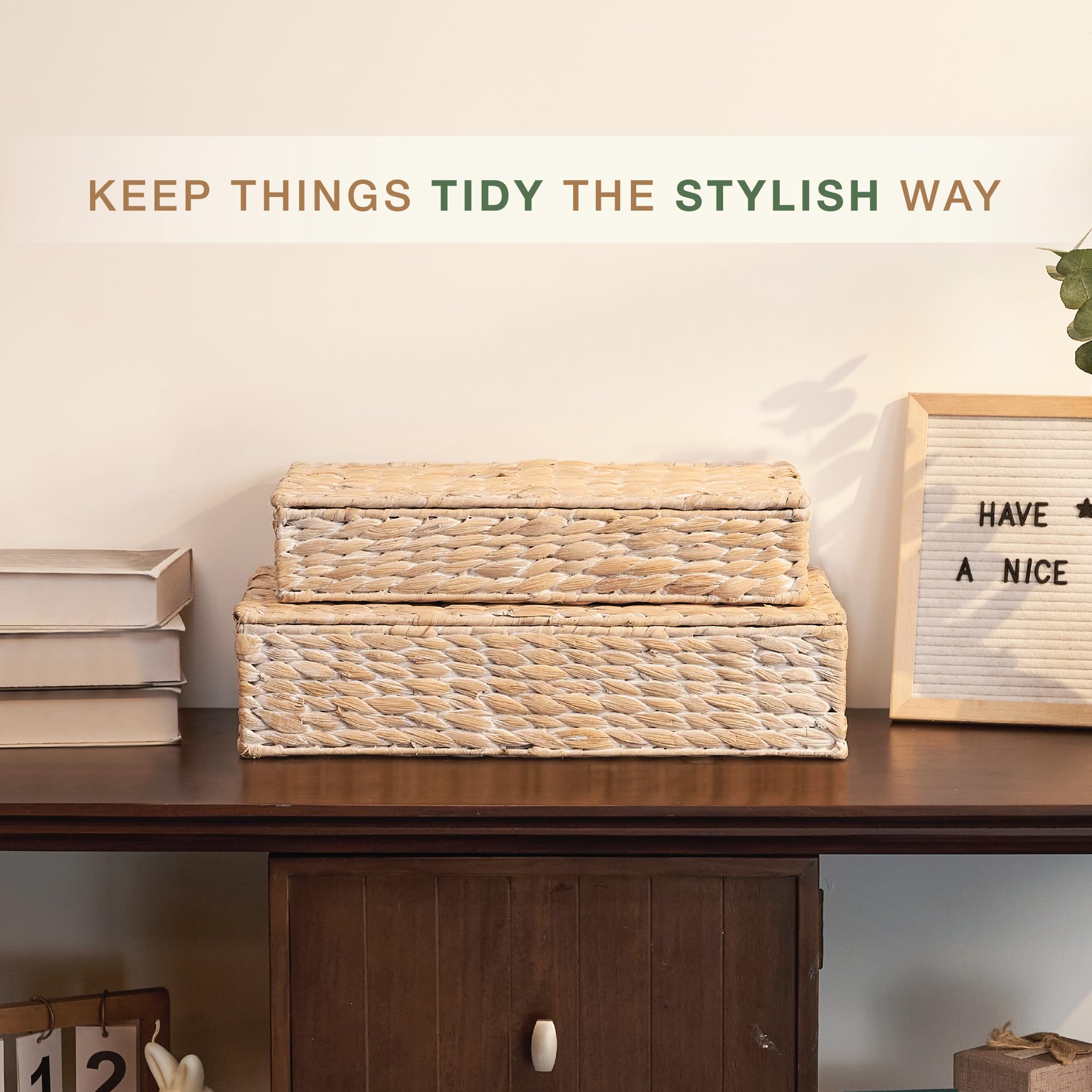 Set of 2 Decorative Storage Boxes With Lids for Home Decor (2 Count)