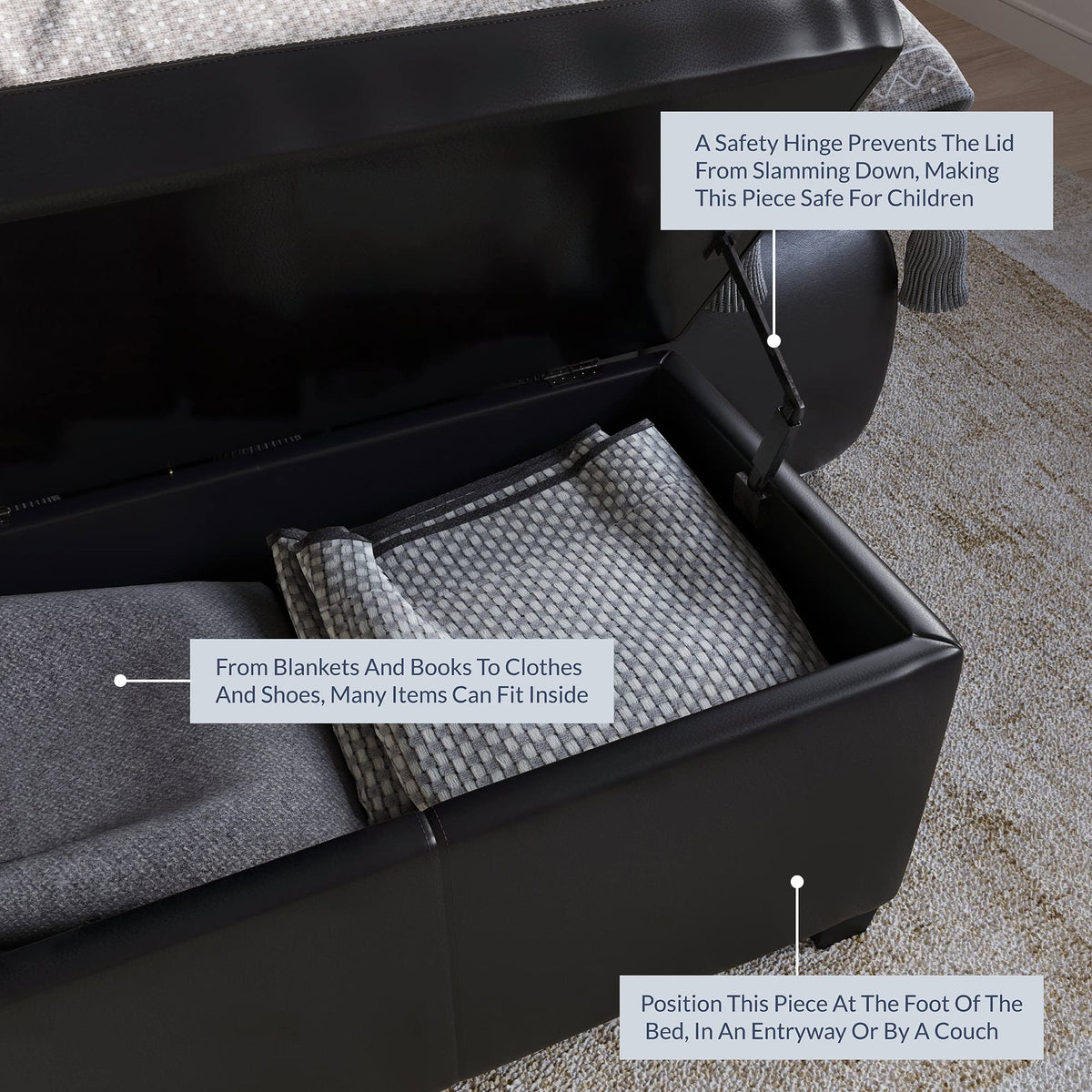 Storage Faux Leather Ottoman