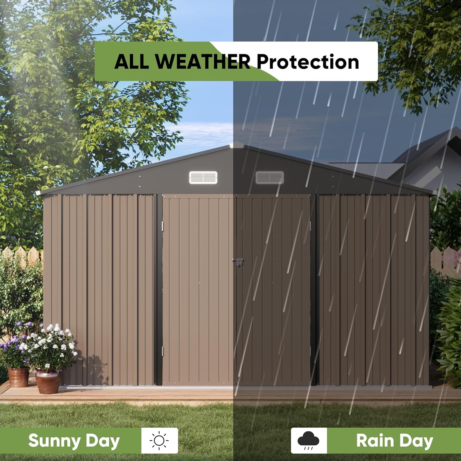 10 x 10 FT Metal Outdoor Storage Shed