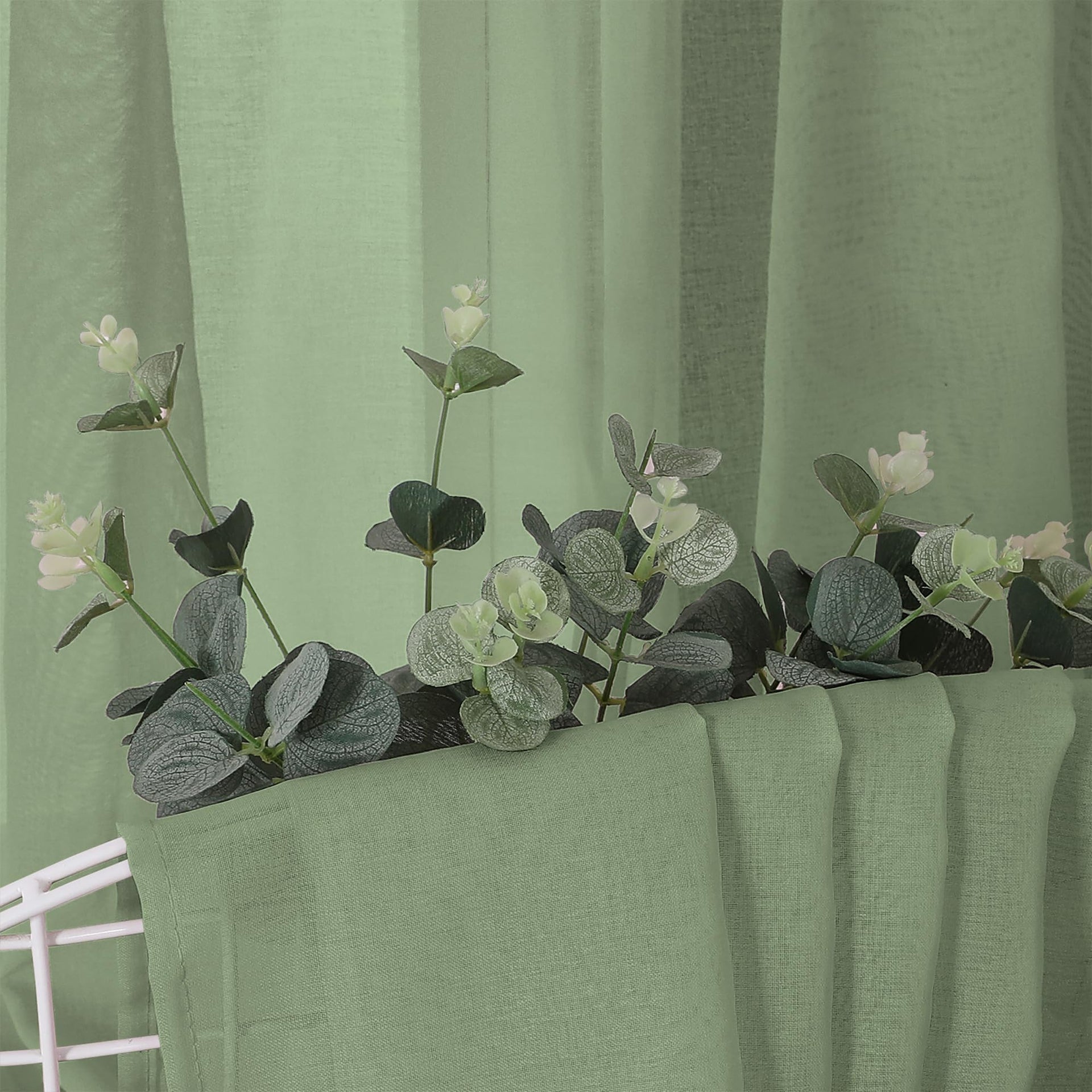 Sheer Curtains Linen Textured Bedroom Curtain Sheers Light Filtering Rod Pocket Voile Curtains for Living Room