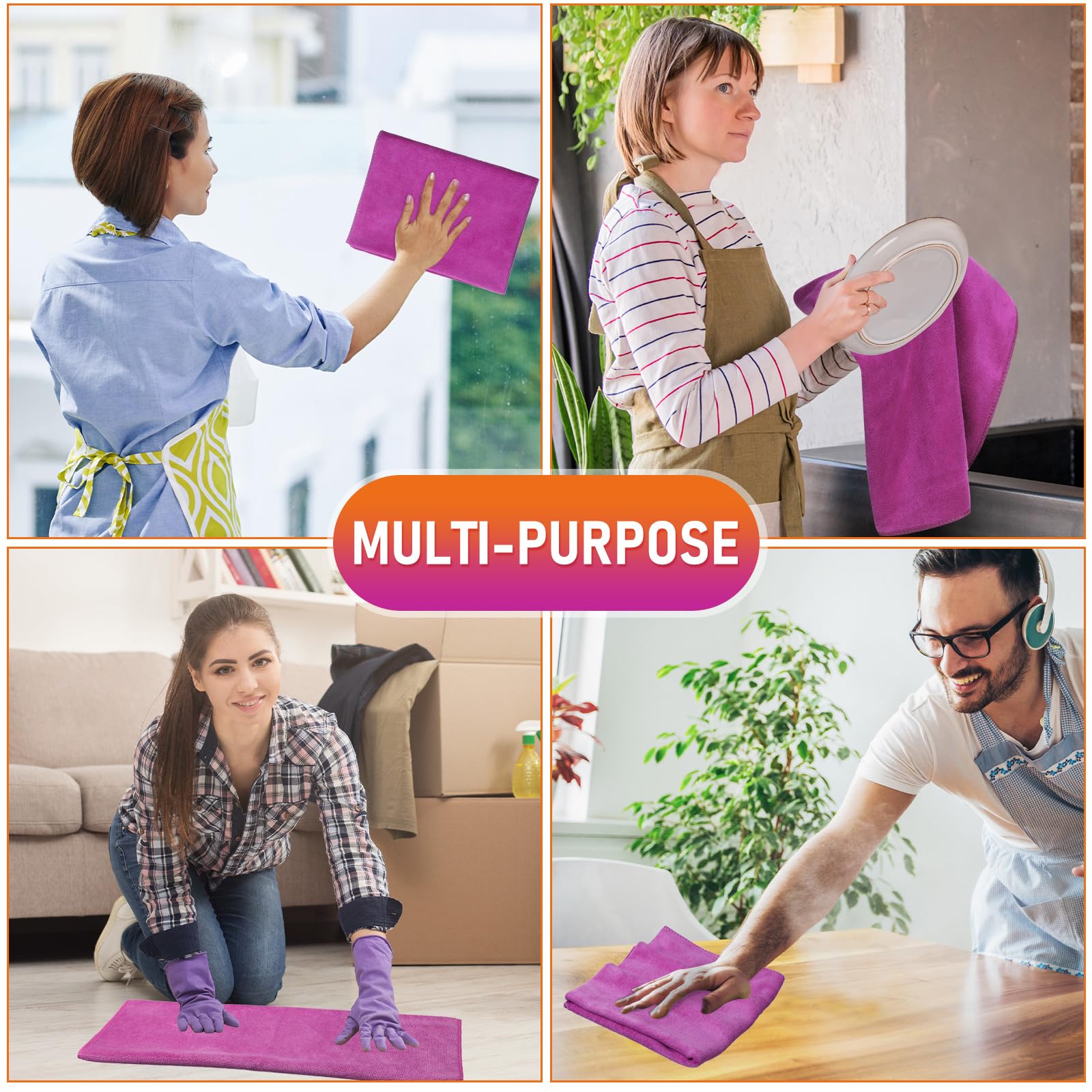 3 Pcs Extra Large Microfiber Cleaning Cloth 30" x 20" Washable Reusable Microfiber Towel Streak Free Lint Free Cloth for Cleaning Home Glass Office Window Bathrooms (3 Count)