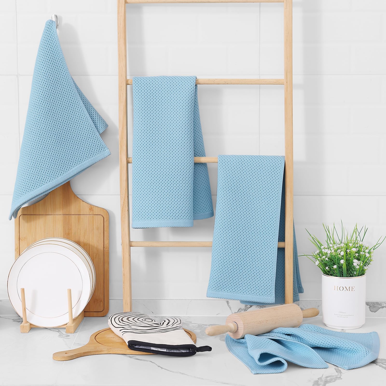 100% Cotton Waffle Weave Kitchen Dish Towels 4 (4 Count)