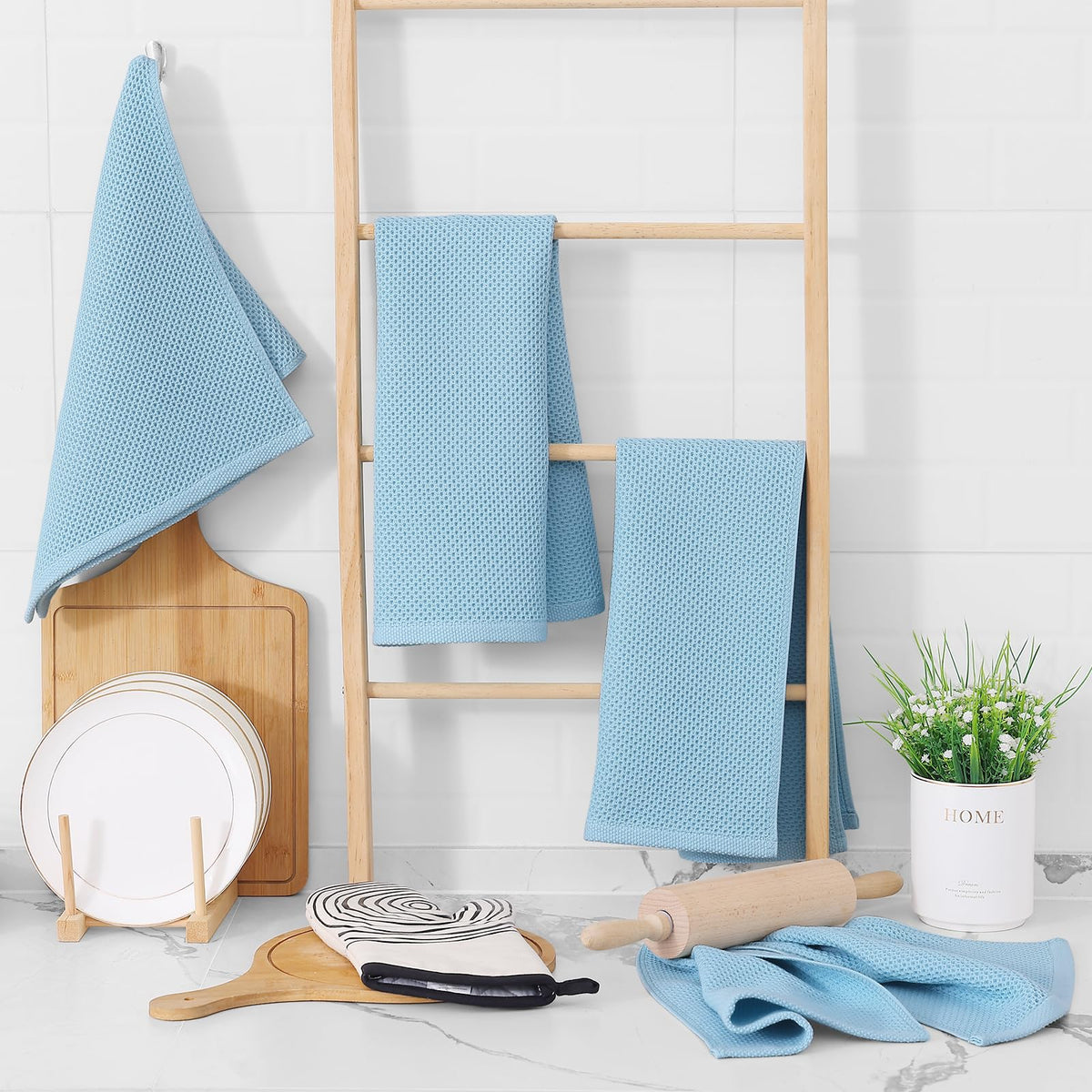 100% Cotton Waffle Weave Kitchen Dish Towels 4 (4 Count)