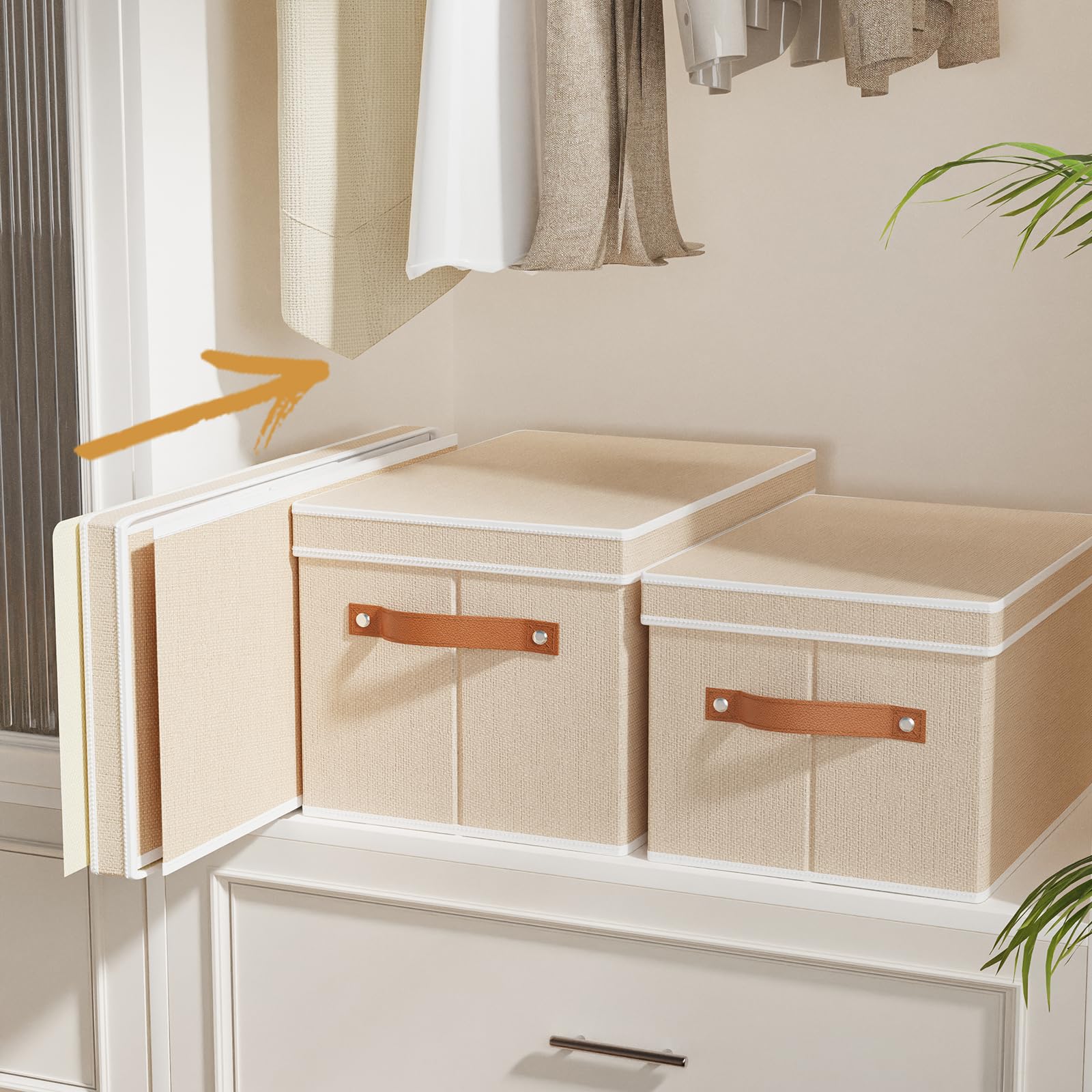 Beige Foldable Storage Bins
