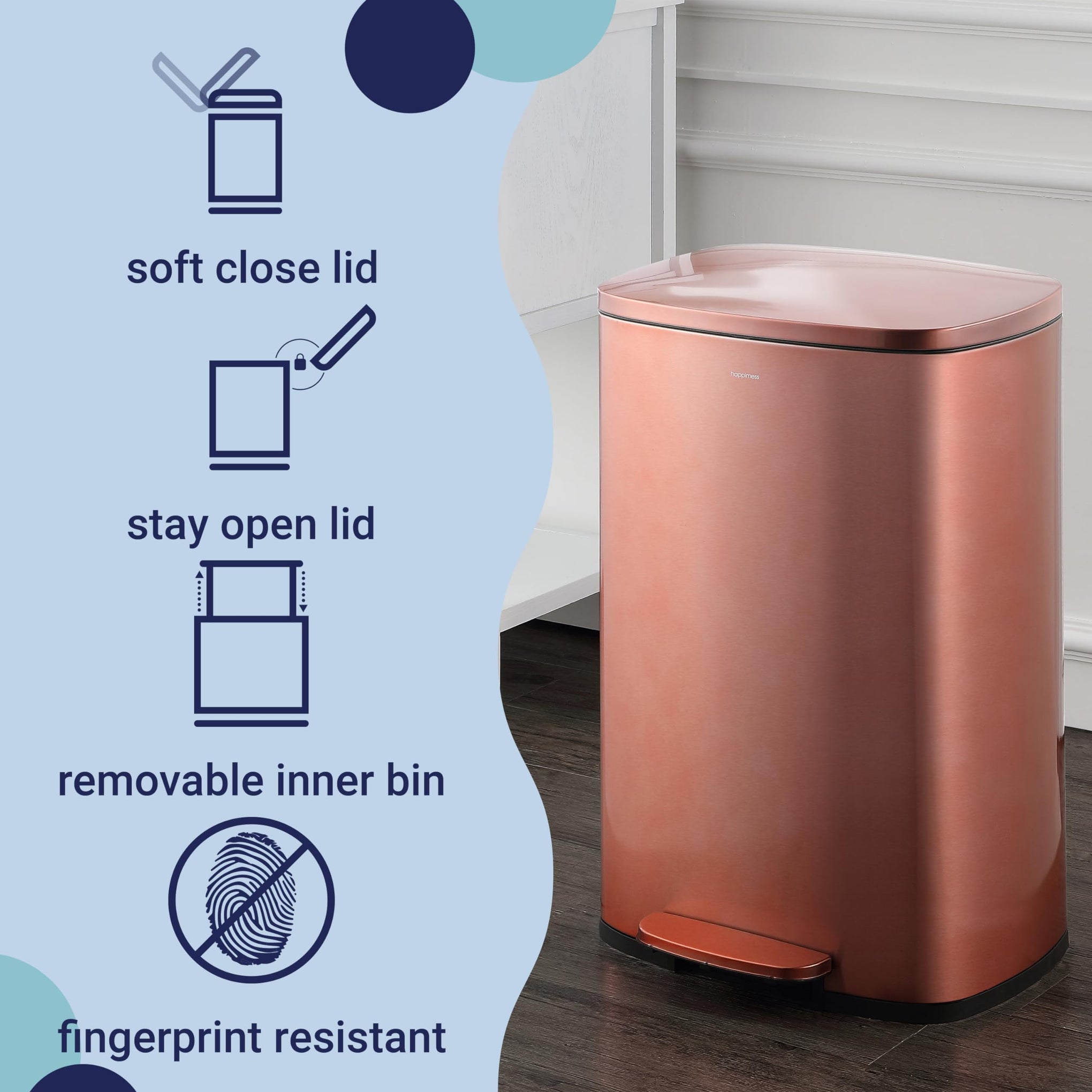 Connor 2 Piece Stainless Steel Trash Can (2 Count)