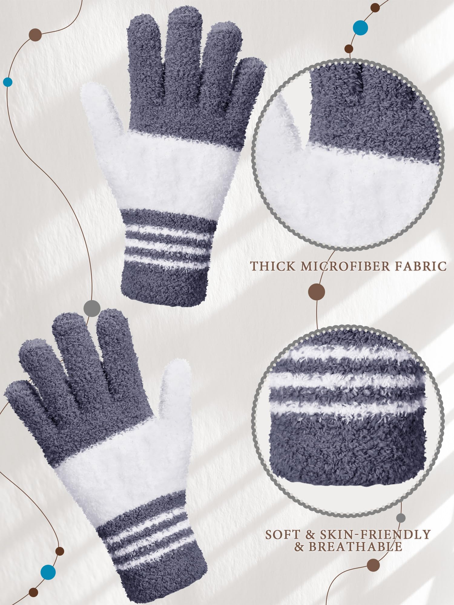 3 Pairs Microfiber Dusting Gloves for Plants Leaf (3 Count)