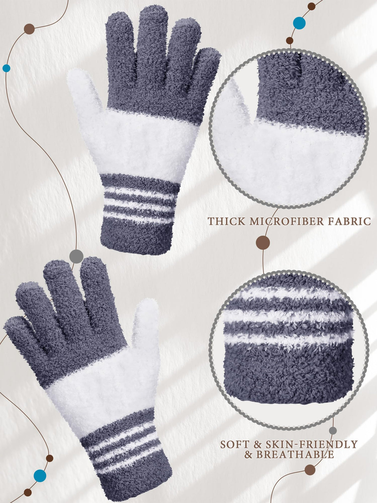 3 Pairs Microfiber Dusting Gloves for Plants Leaf (3 Count)