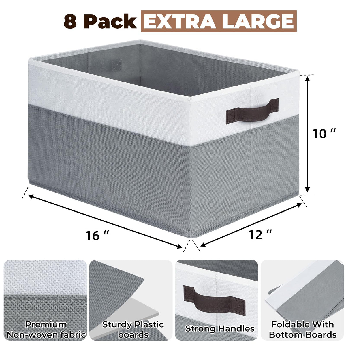 8 Pack Closet Organizers and Storage Bins (8 Count)