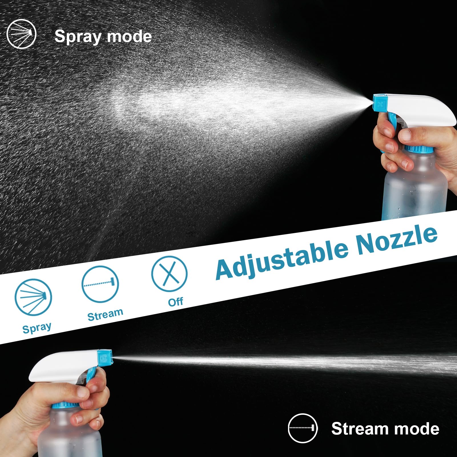 16.9oz 500ml Plastic Spray Bottles 2 Pack (2 Count)