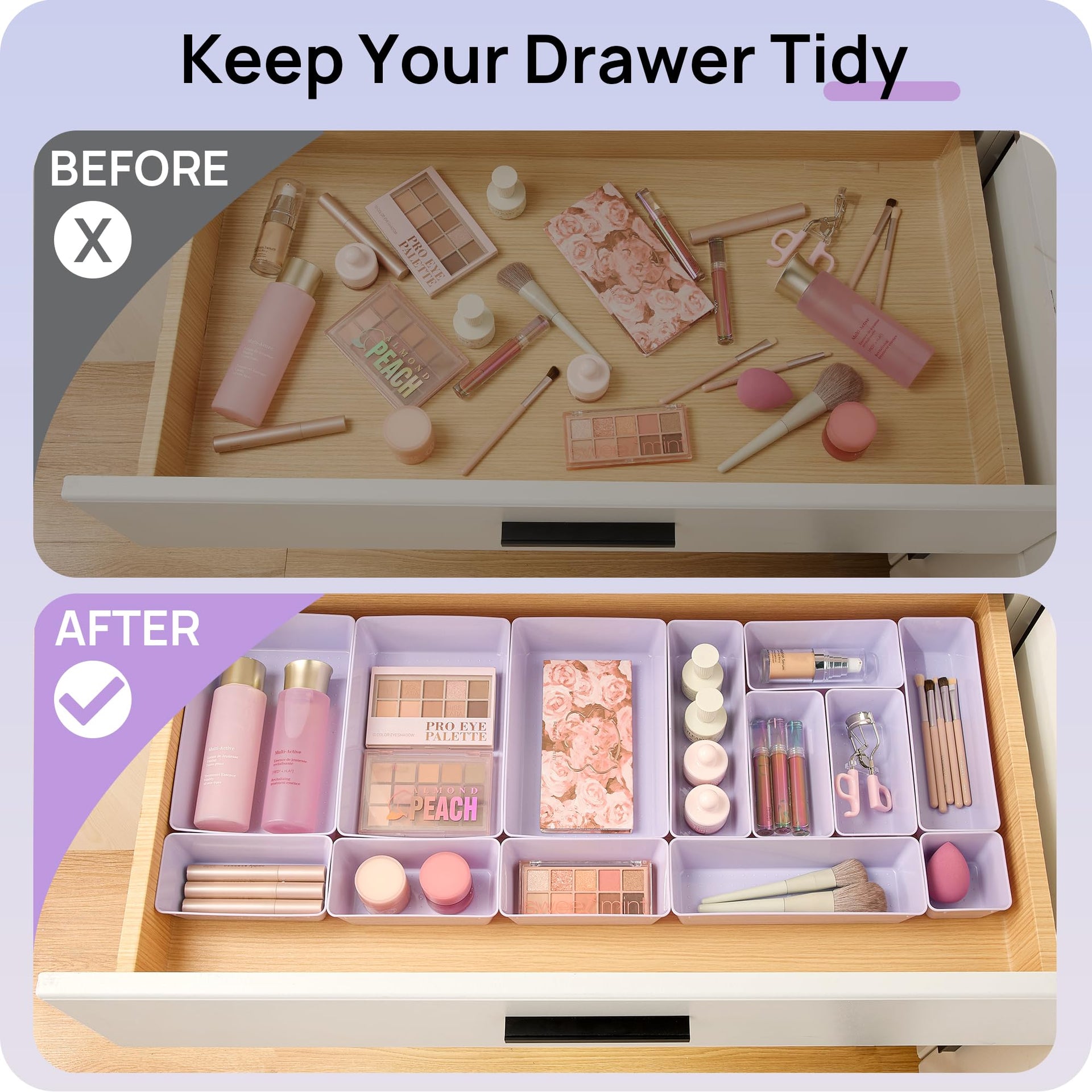 25 Pack Plastic Drawer Organizers with Non (25 Count)