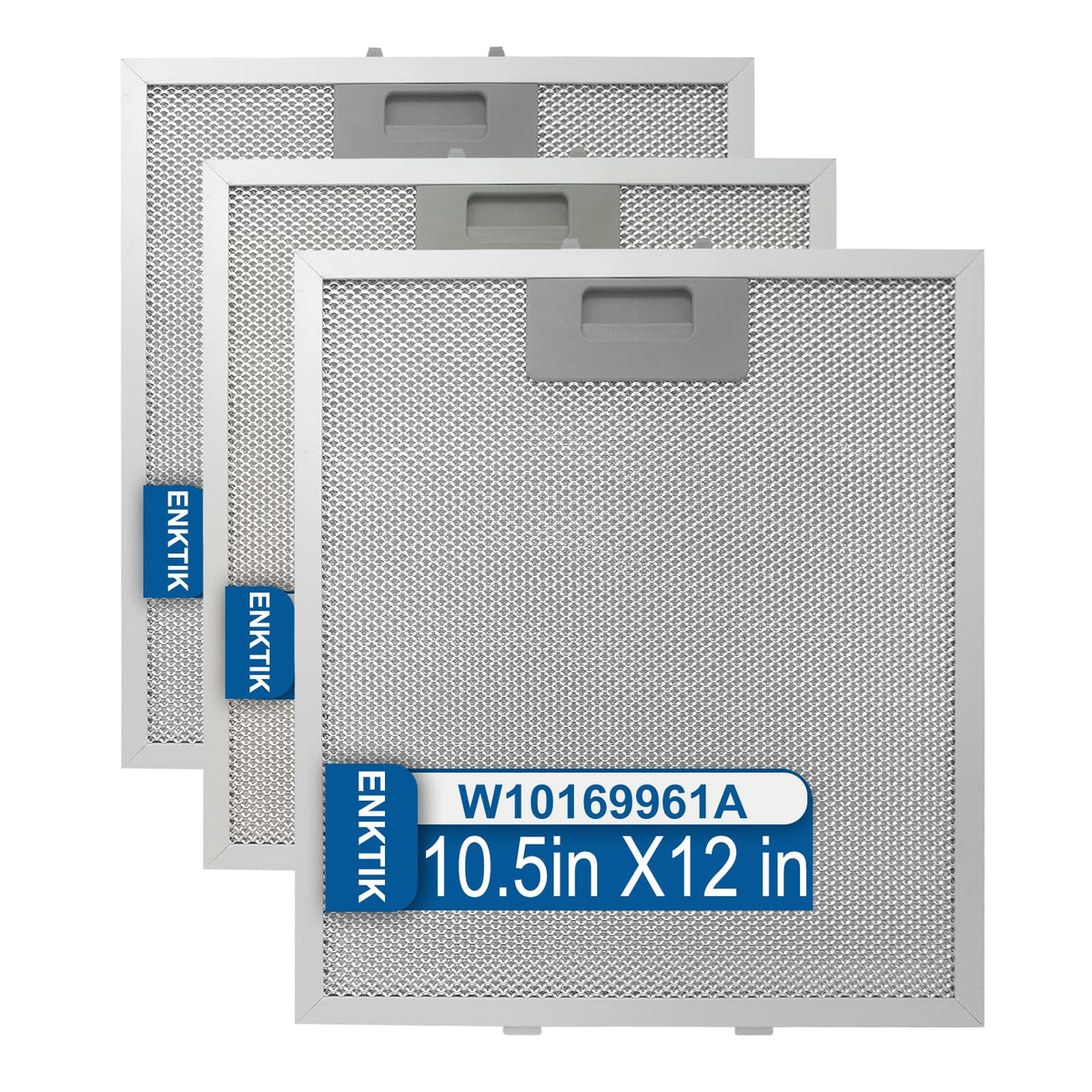 12" X 10.5" W10169961A Range Hood Filter Replacement by ENKTIK Fit for Whirlpool Stove vent filter for Kitchen Overhead Exhaust Fan Blocks Grease & Filters Oven Air (3 Count)
