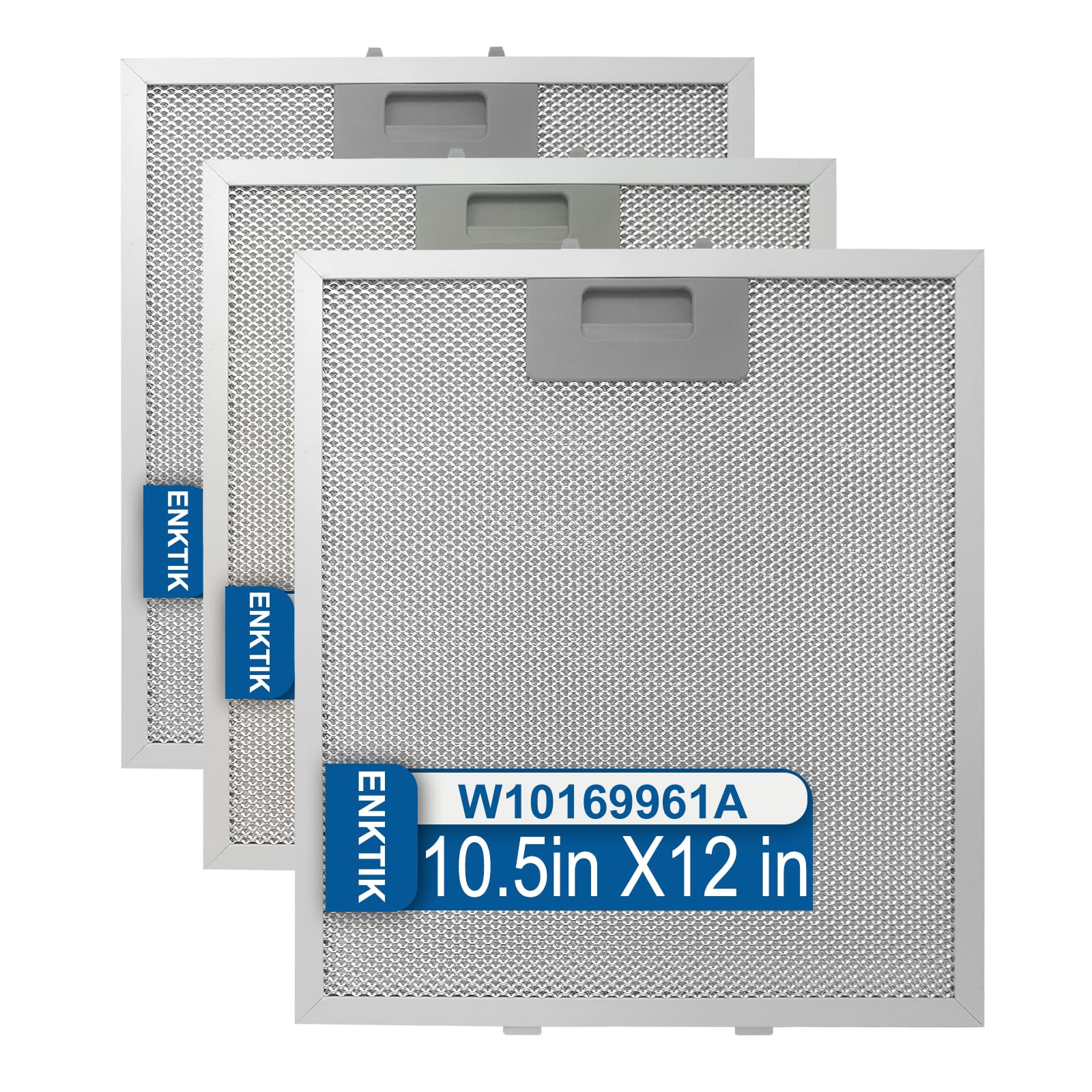 12" X 10.5" W10169961A Range Hood Filter Replacement by ENKTIK Fit for Whirlpool Stove vent filter for Kitchen Overhead Exhaust Fan Blocks Grease & Filters Oven Air (3 Count)
