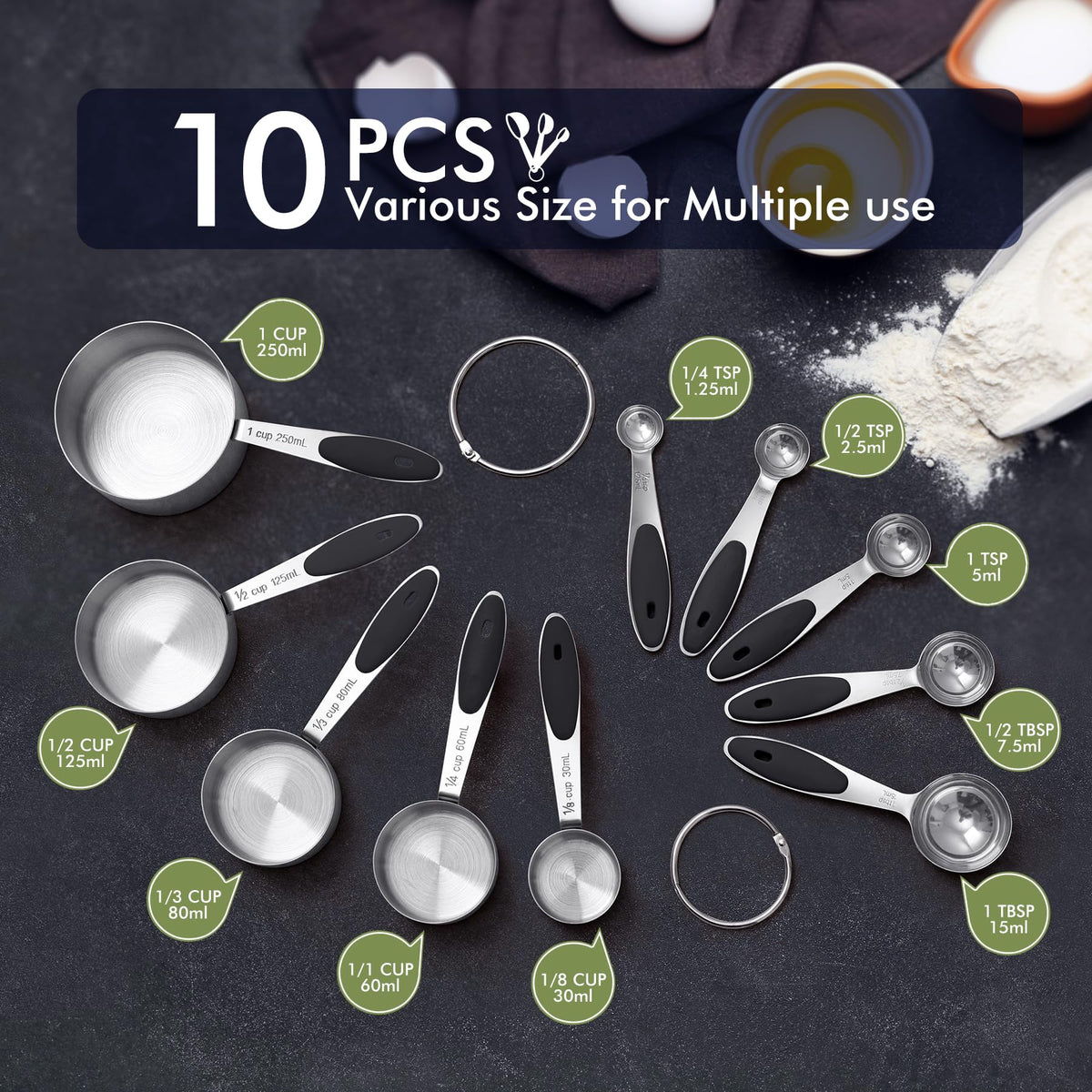10 PACK Measuring Cups and Spoons Set (10 Count)