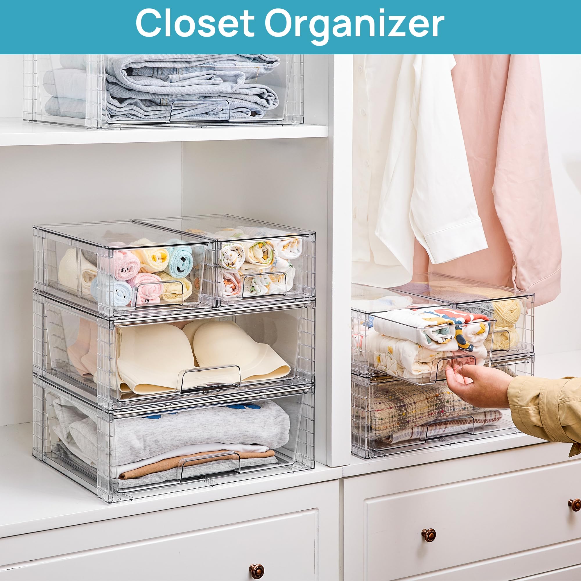 Clear Stackable Storage Drawers (3 Count)