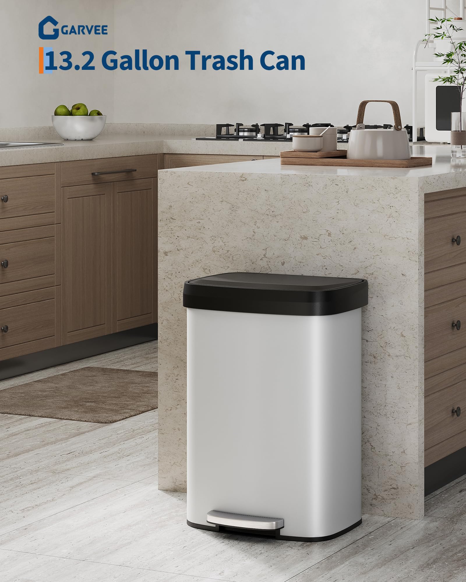 13 gal 50 L Metal Trash Can with Lid