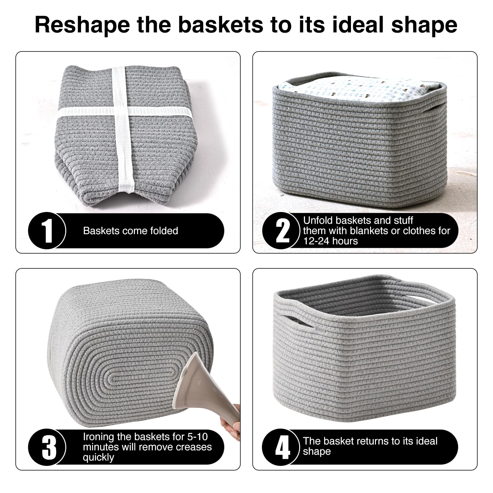 Small Storage Baskets for Shelves Organizing (4 Count)