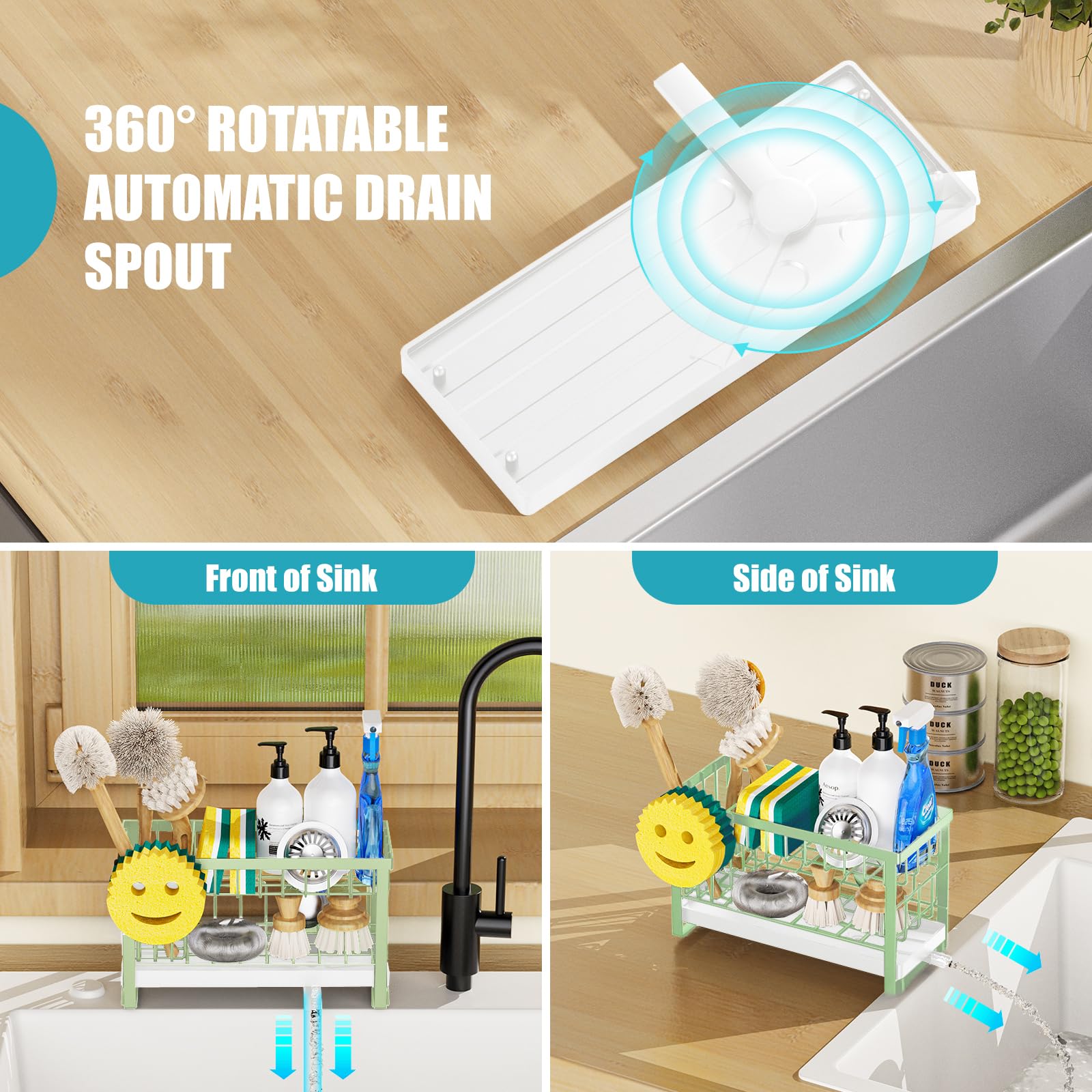 Sponge Holder for Kitchen Sink with Flexible Smiley Face