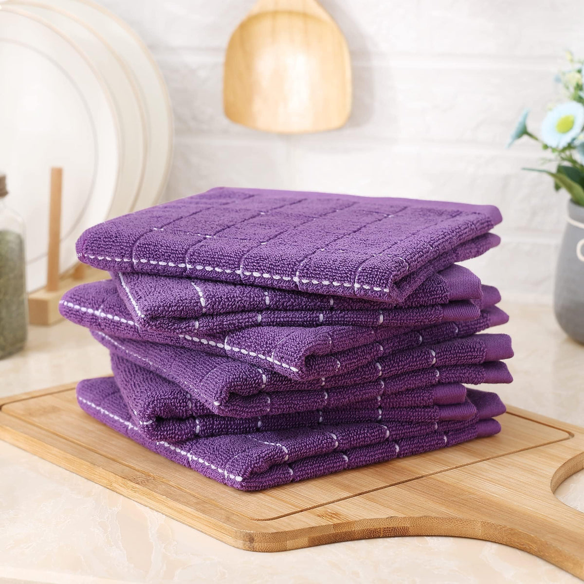 100% Cotton Terry Kitchen Dish Cloths (8 Count)
