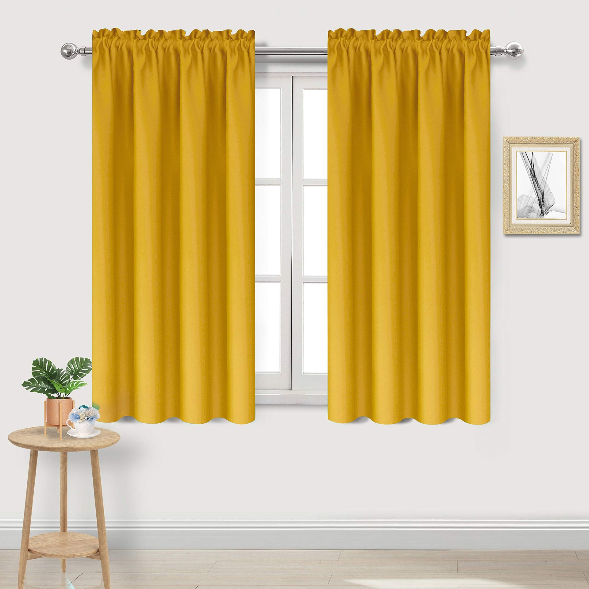 Blackout Curtains for Bedroom Living Room 38 x 54 Inch Long Yellow (2 Count)