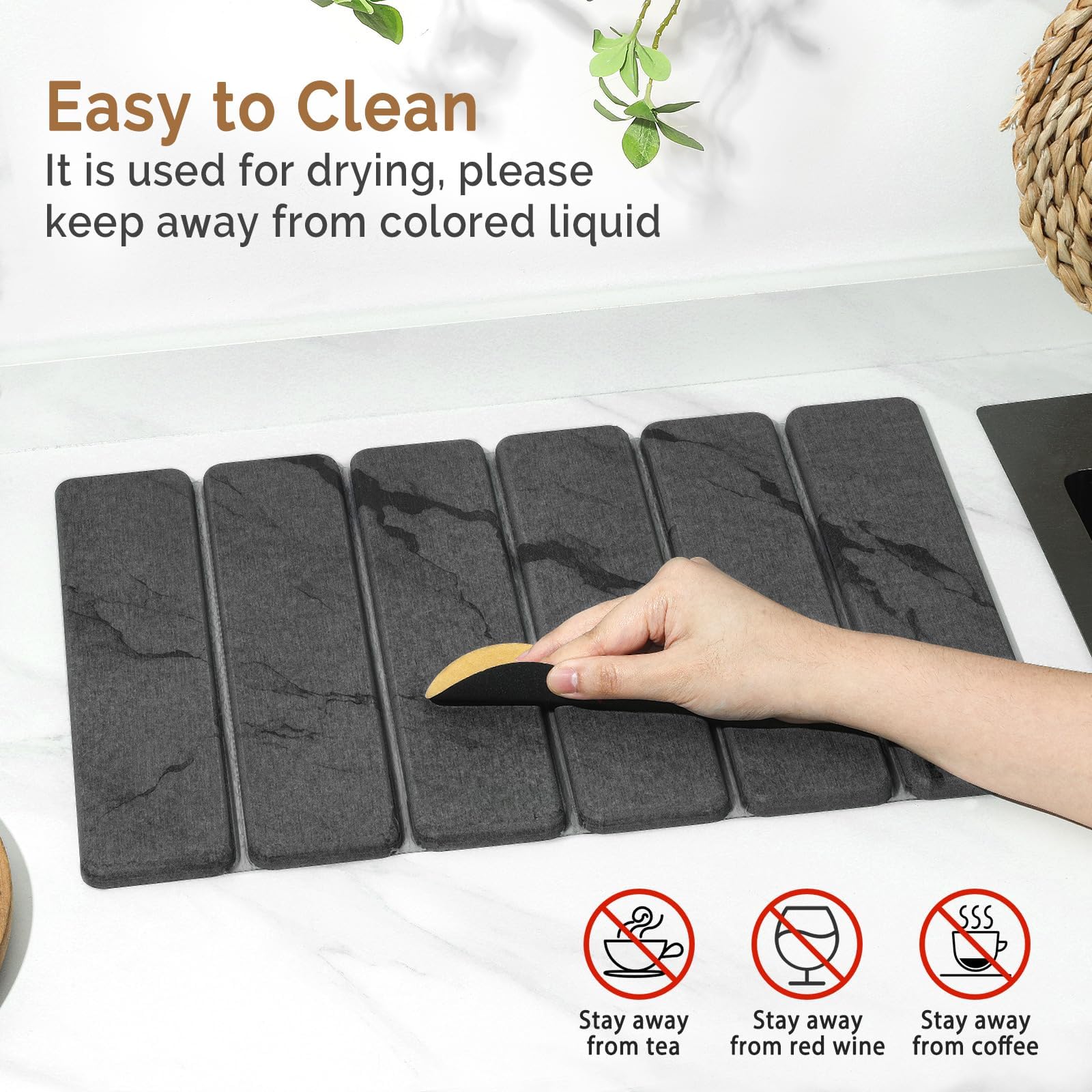Small Stone Dish Drying Mat for Kitchen Counter (2 Count)