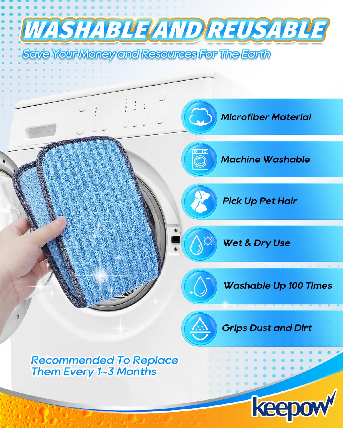 4 Pack Reusable Microfiber Mop Pads Fit for Wagner 905e (4 Count)