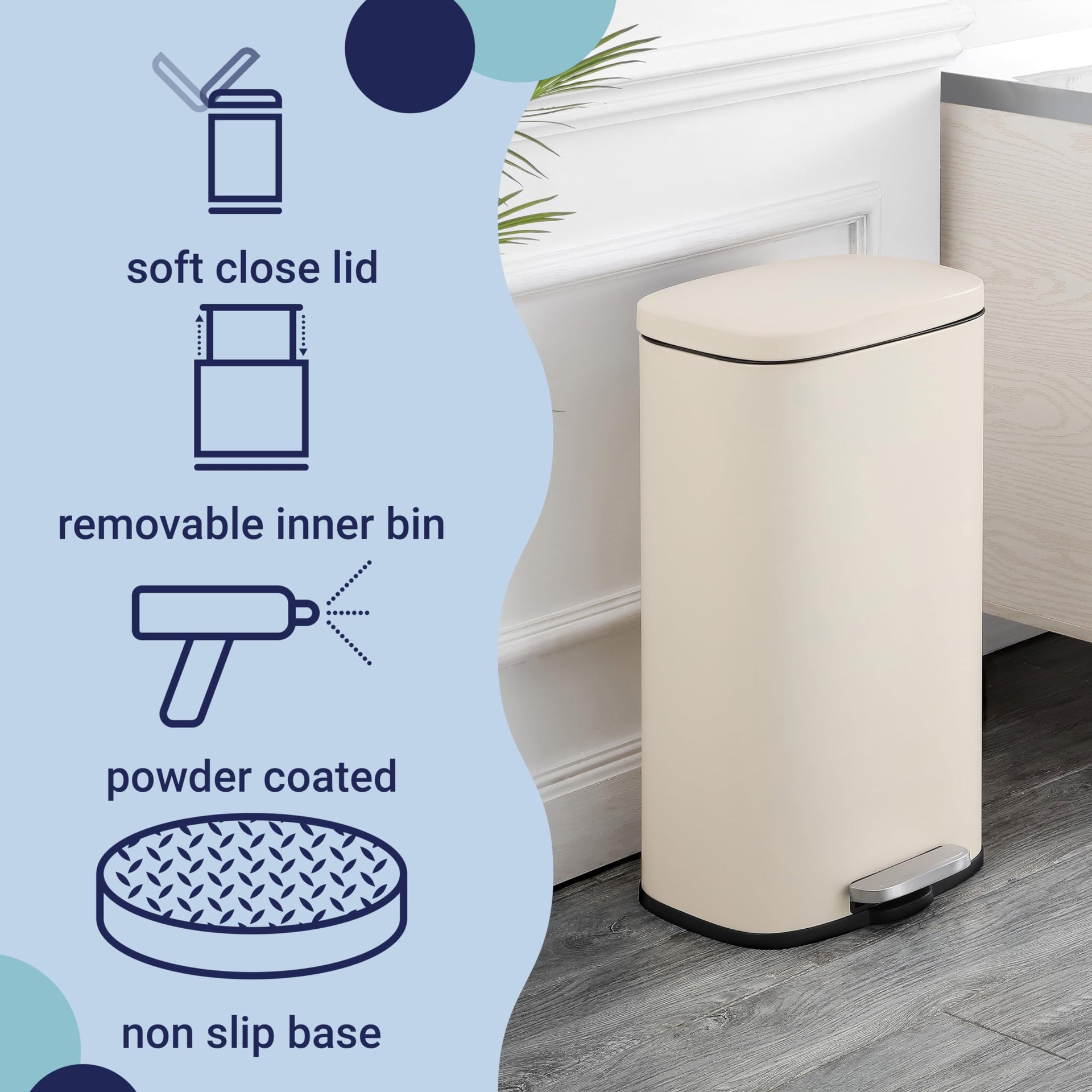 Curtis 8 Gal Step Trash Can Soft Close 25"