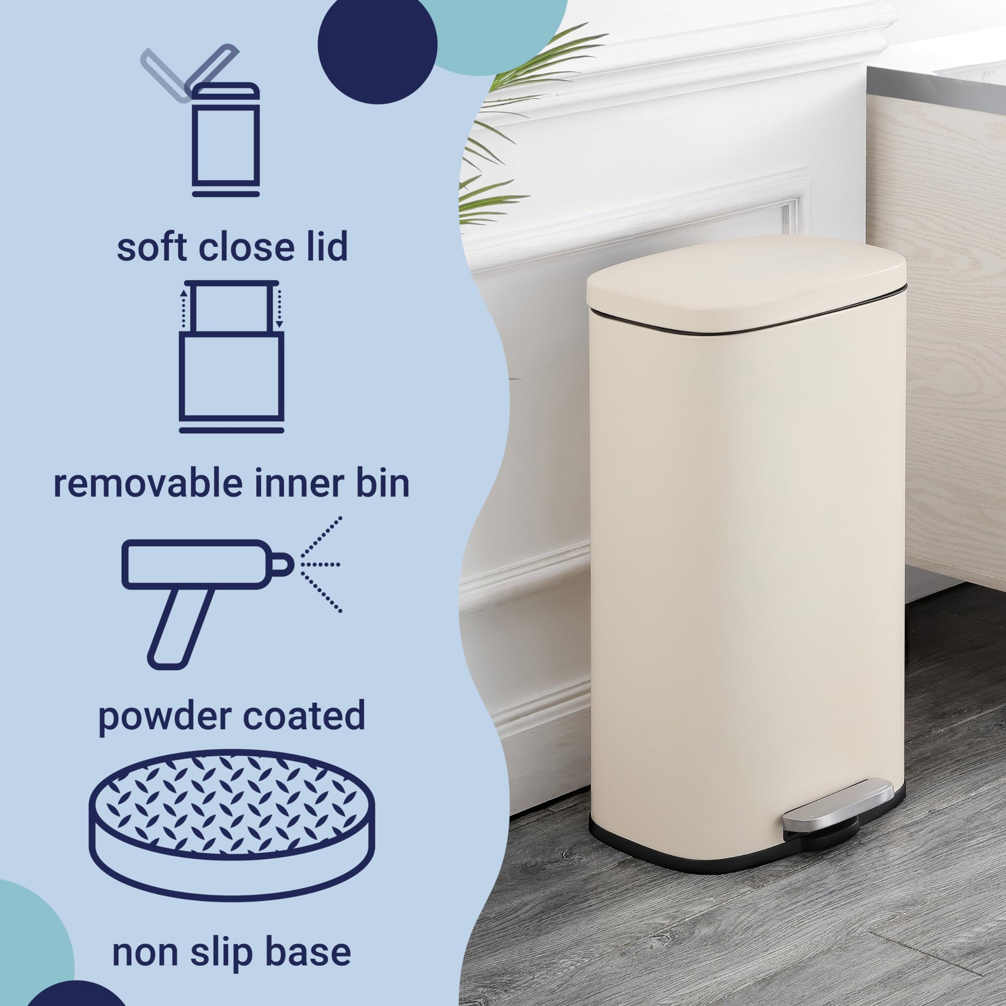 Curtis 8 Gal Step Trash Can Soft Close 25"