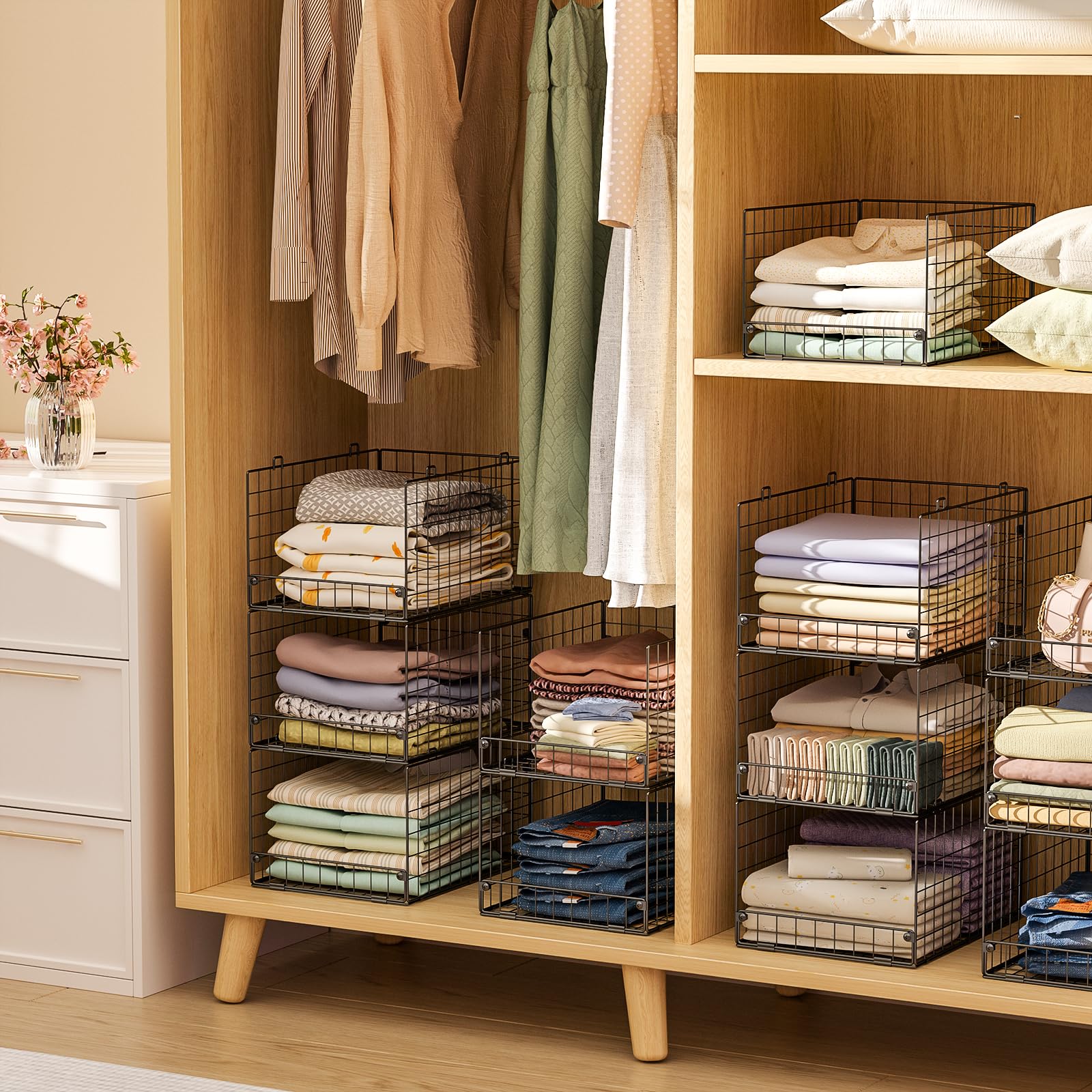 4 Tier Stackable Closet Organizers and Storage Shelves